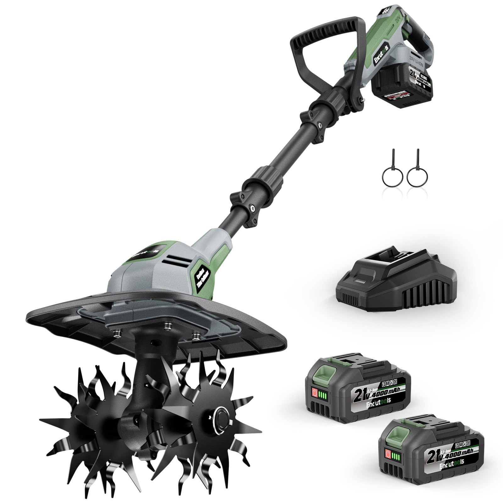 EnduTools Cordless Garden Tiller Cultivator 20V