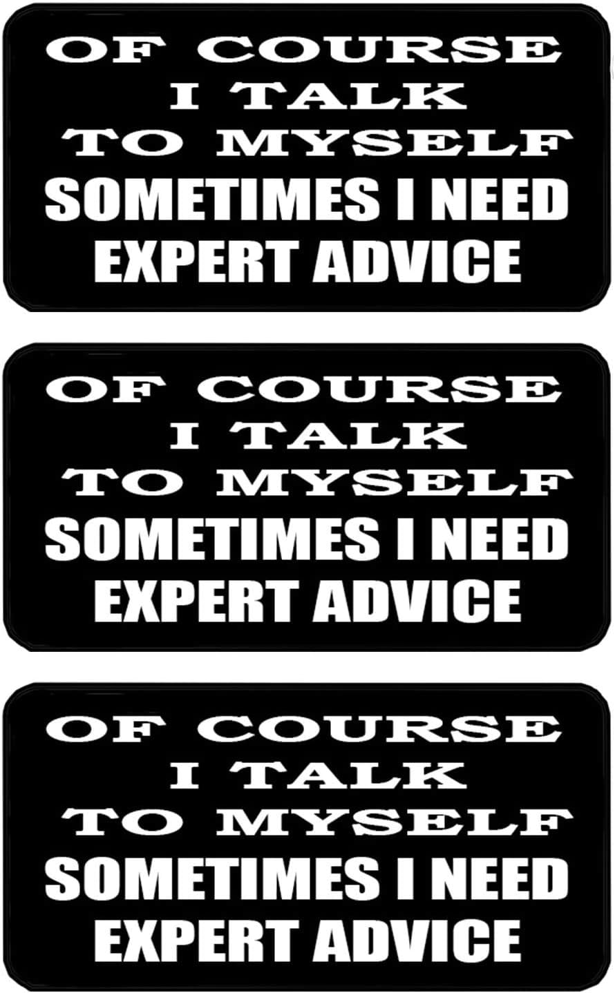 Rogue River Tactical 3-Pack Funny Helmet Stickers - Talk To Myself Expert Advice Decals 1x2 Inch