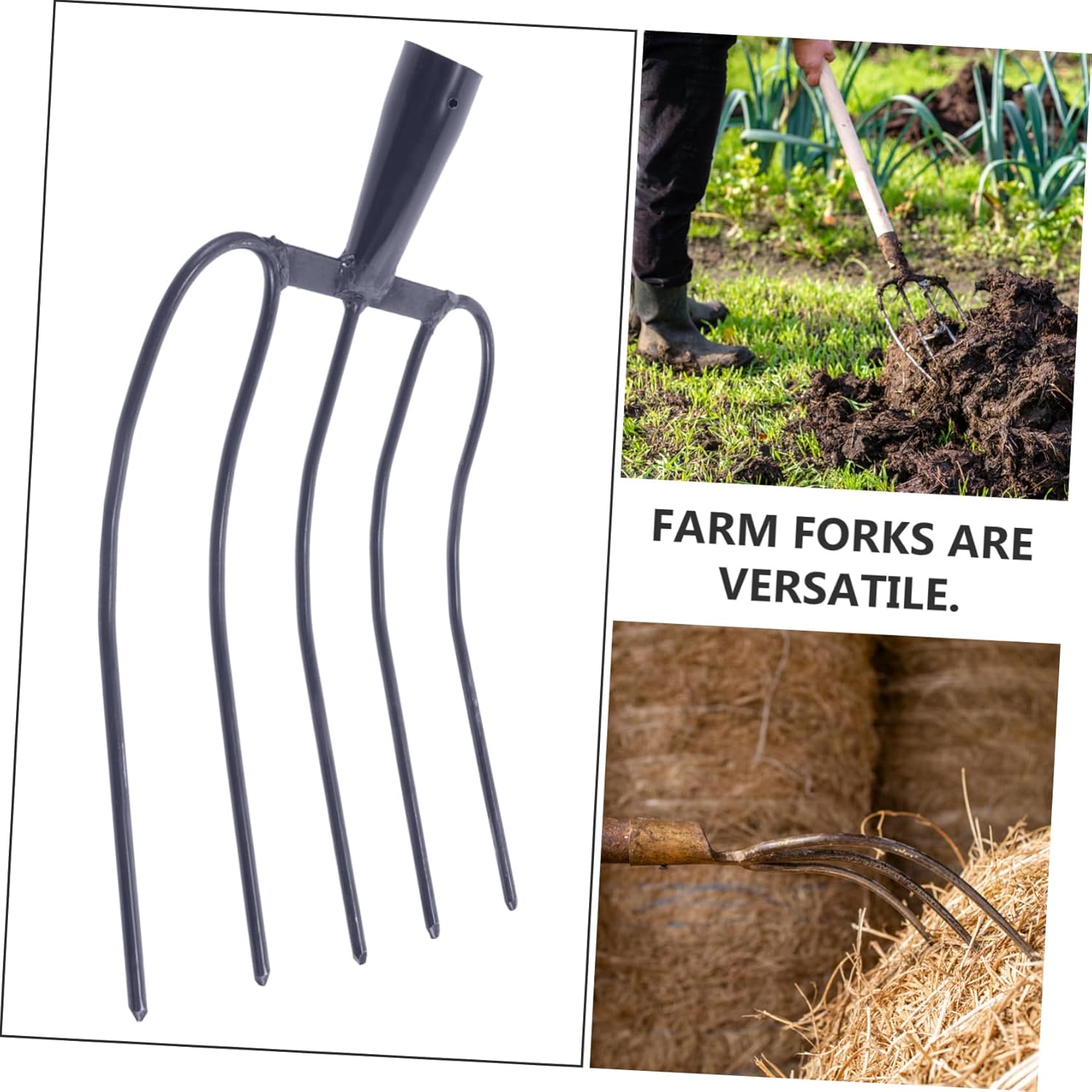 Agricultural Grass Fork Iron Manure Fork for Farming Versatile Multi Functional Tool for Hay and Manure Handling and Grassy Areas