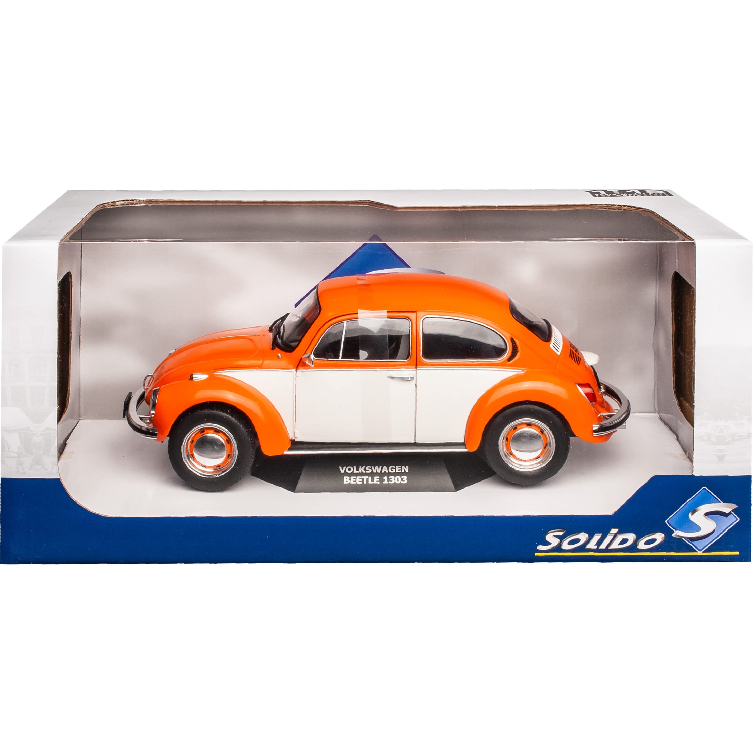 Volkwagen Käfer 1303 Coupe Orange mit Weiss Beige 1/18 Solido Modell Auto