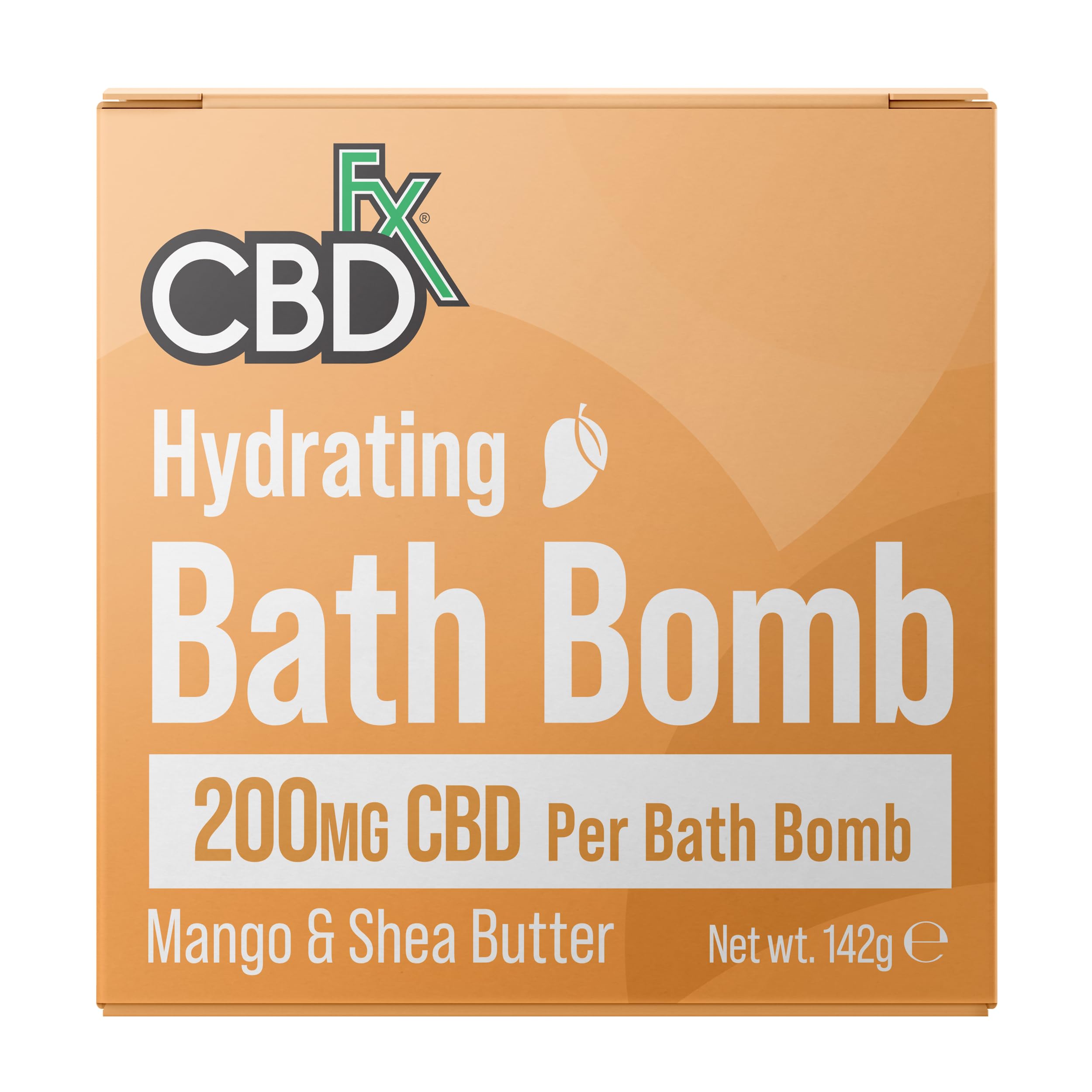 CBDfx High Strength 200mg CBD Hydrating Bath Bomb - Mango & Shea Butter Bubble Bath Bomb for Dry Skin, Vegan Muscle Soak for Relaxation & Recovery (Single, Cruelty-Free)