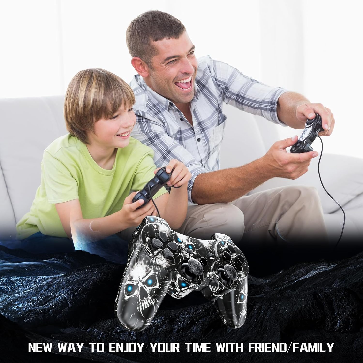 ISHAKO Controller for PS3, Wireless Controller for Sony PlayStation 3, Remote Control with 6-Axis High-Performance Motion Sense, Dual Vibration, 450mAh Battery with Charging Cable