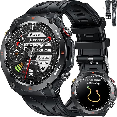 Military GPS Smart Watch: 1.45” IPS Screen, Built-In GPS, Altimeter,