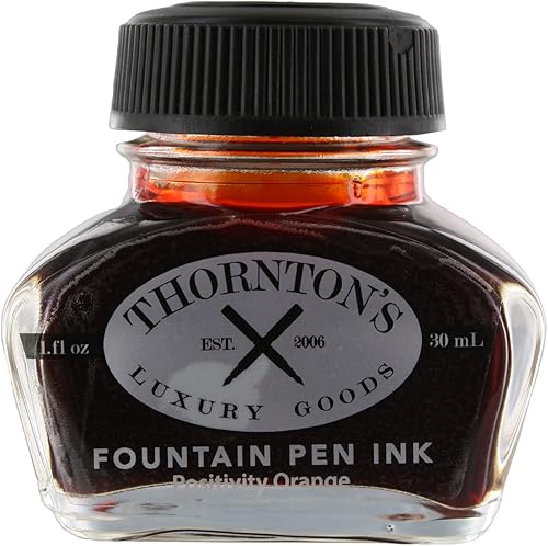 Miniatura 2 de Thorntons Luxury Goods Botella de tinta de alta calidad para pluma estilográfica de 10fl oz naranja positivo escritura suave y sin esfuerzo adecuada