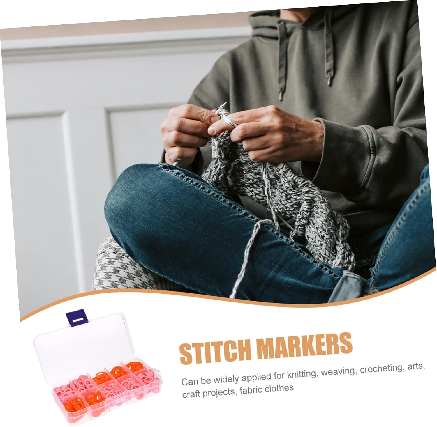 Tofficu 1350pcs Crochet Markers Safety for Knitting and Sewing Easy Use Locking Design for Quilting and Craft Projects Storage Case