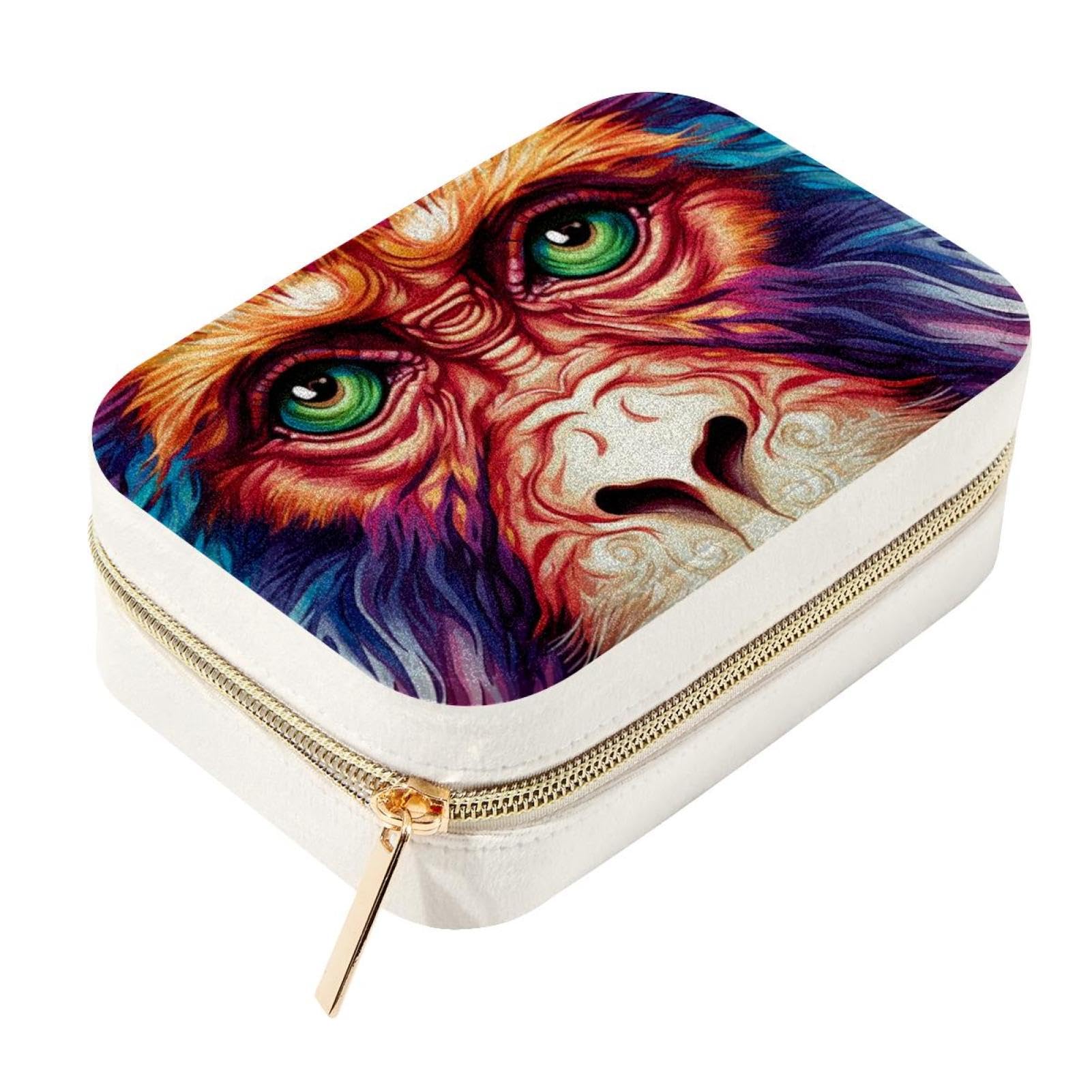 Boîte à bijoux de voyage compacte motif singe pour week-end et vacances
