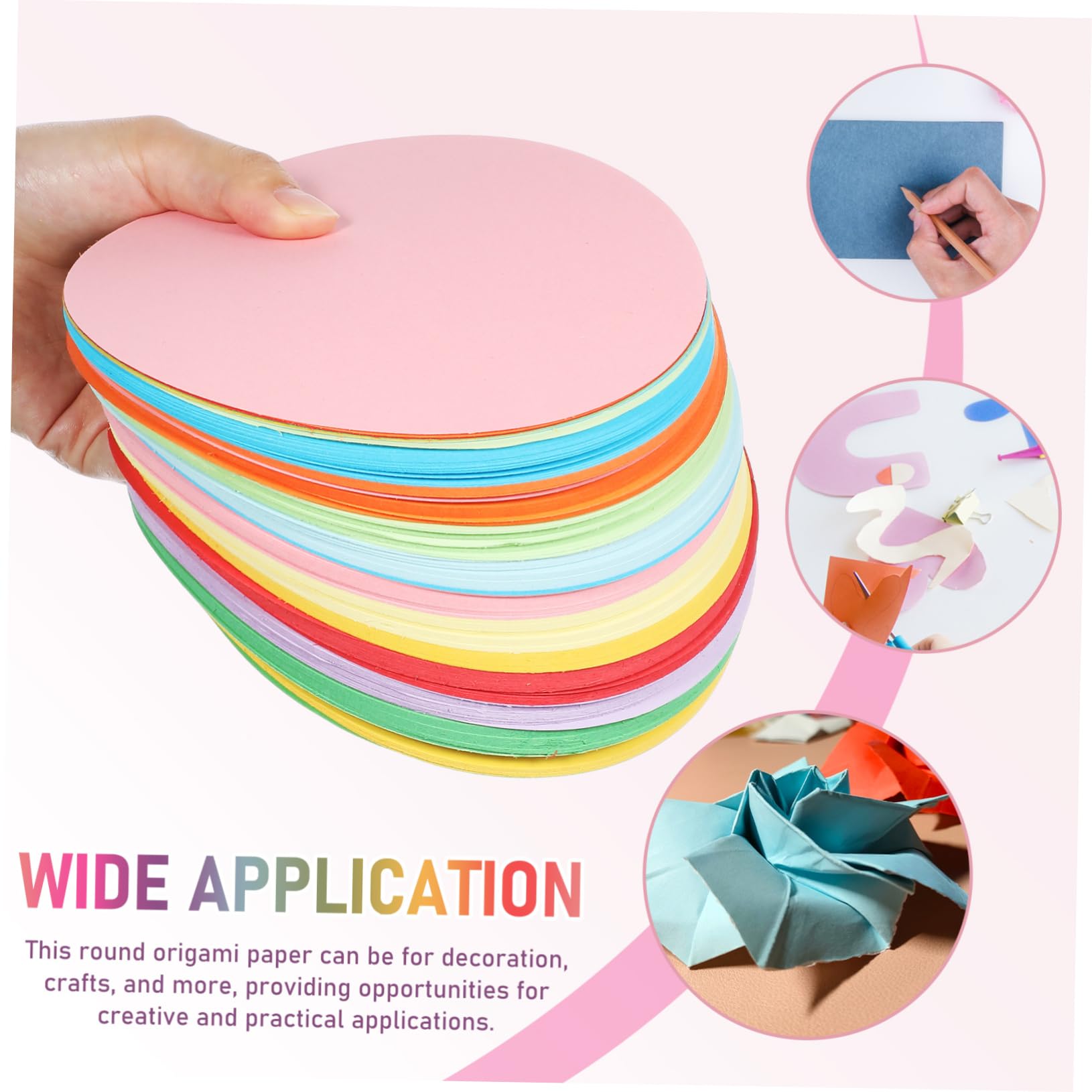 Mikikit 500blätter Kreisförmiges Origami-papier Großpackung Buntes Bastelpapier Zum Falten Konstruktionspapier Für Dekoration Und Basteln