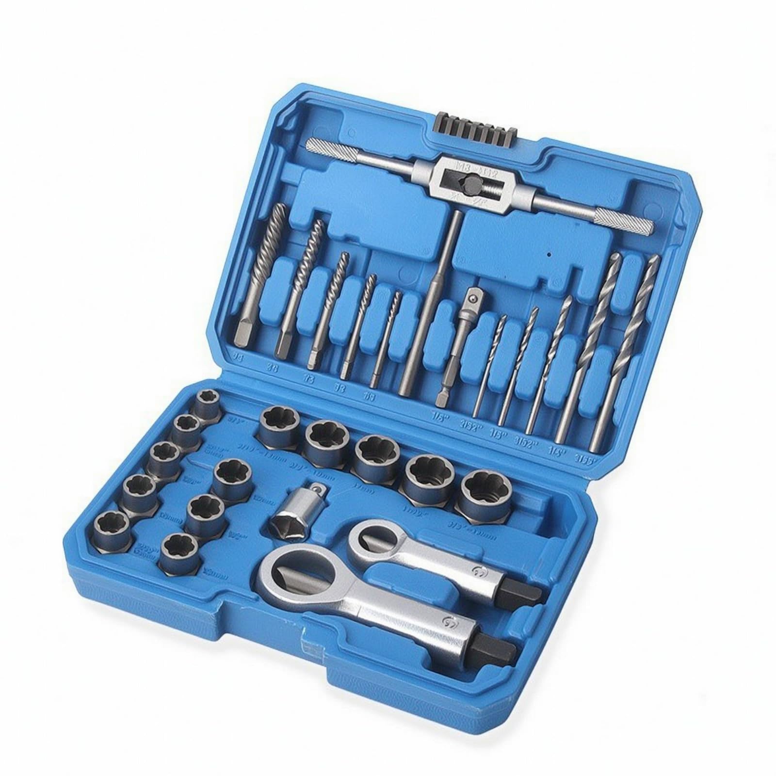 Set Estrattori Viti e Dadi Robusto Estrattori con Valigetta Compatto Bussole Estrattive per Artigiani, Officina, Garage, Riparazioni Domestiche, Blu