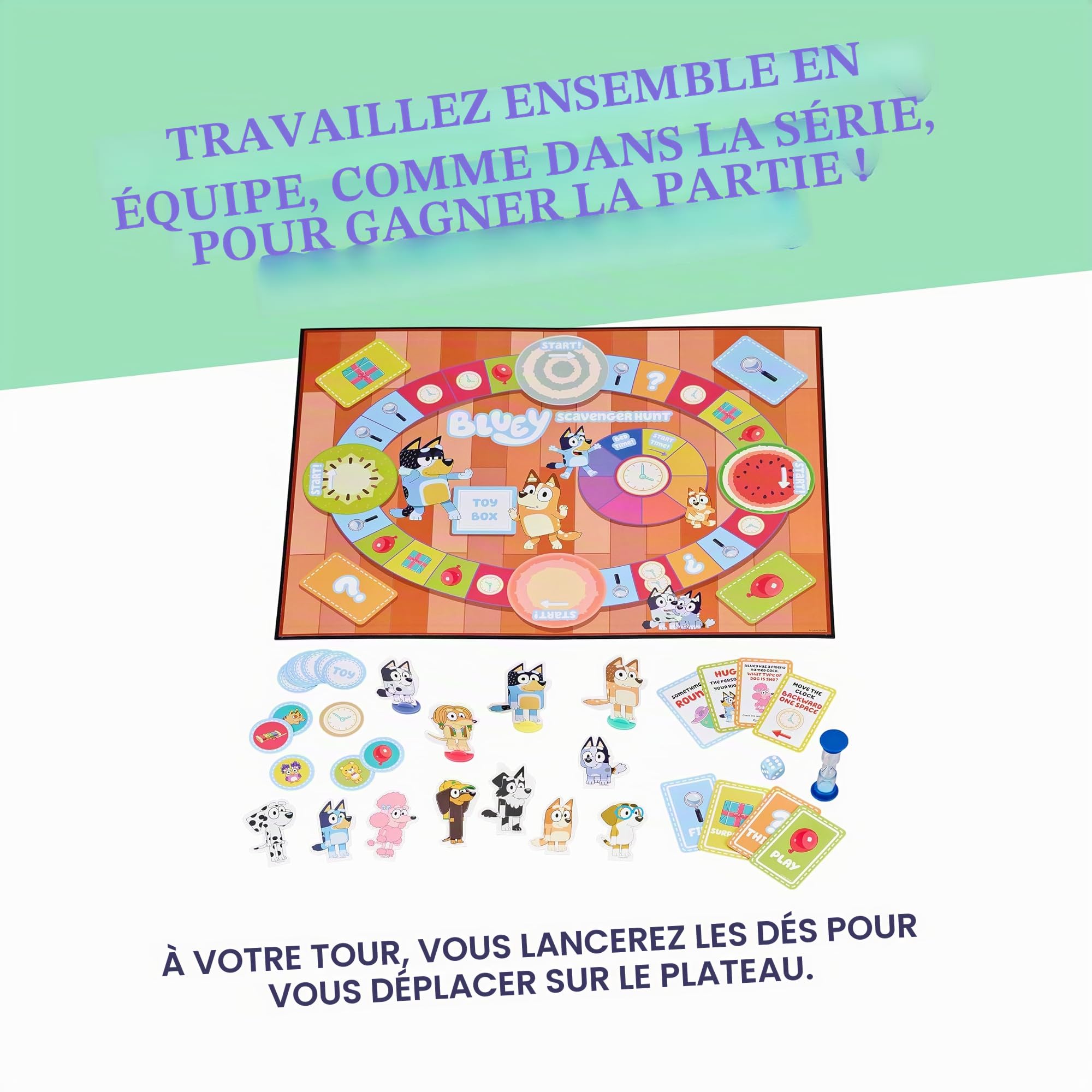 Bluey Scavenger Hunt Jeu de société Officiel pour 2 à 4 Joueurs