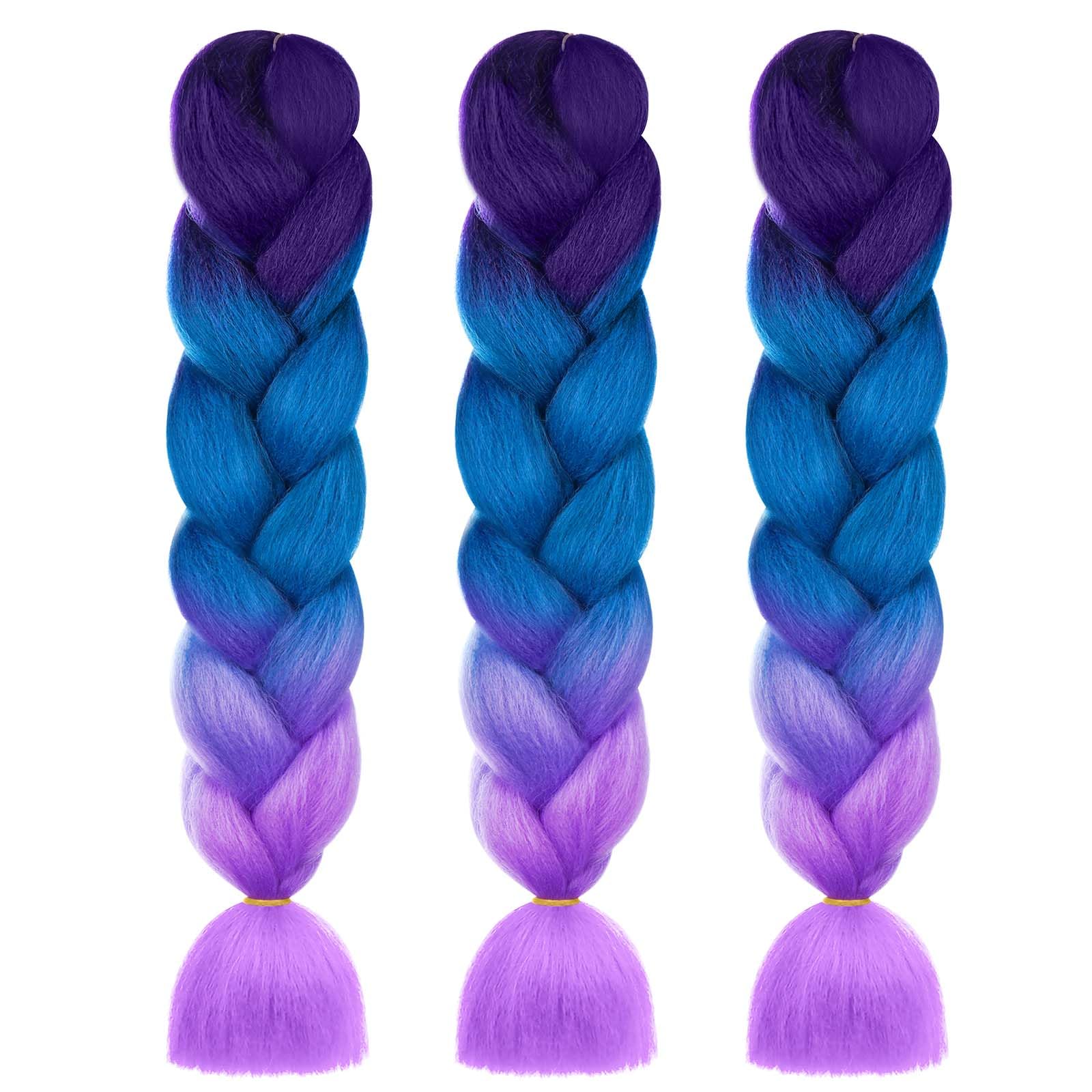 AUYAO Braiding Hair Extensions, 3Pcs Gradient Braid Hair Extension, Jumbo Braids Hair Extension Synthetic Wig