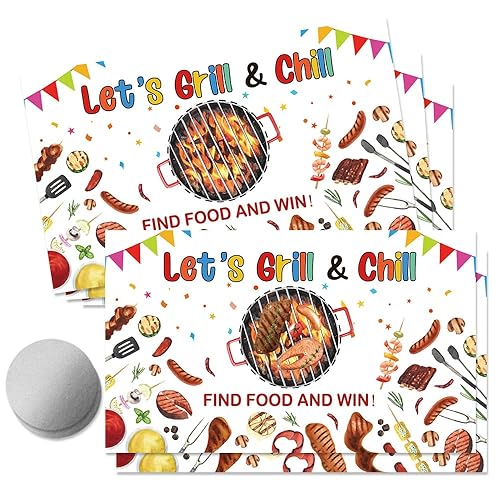50 Pcs Let? Grill & Chill Scratch off Game Cards,
