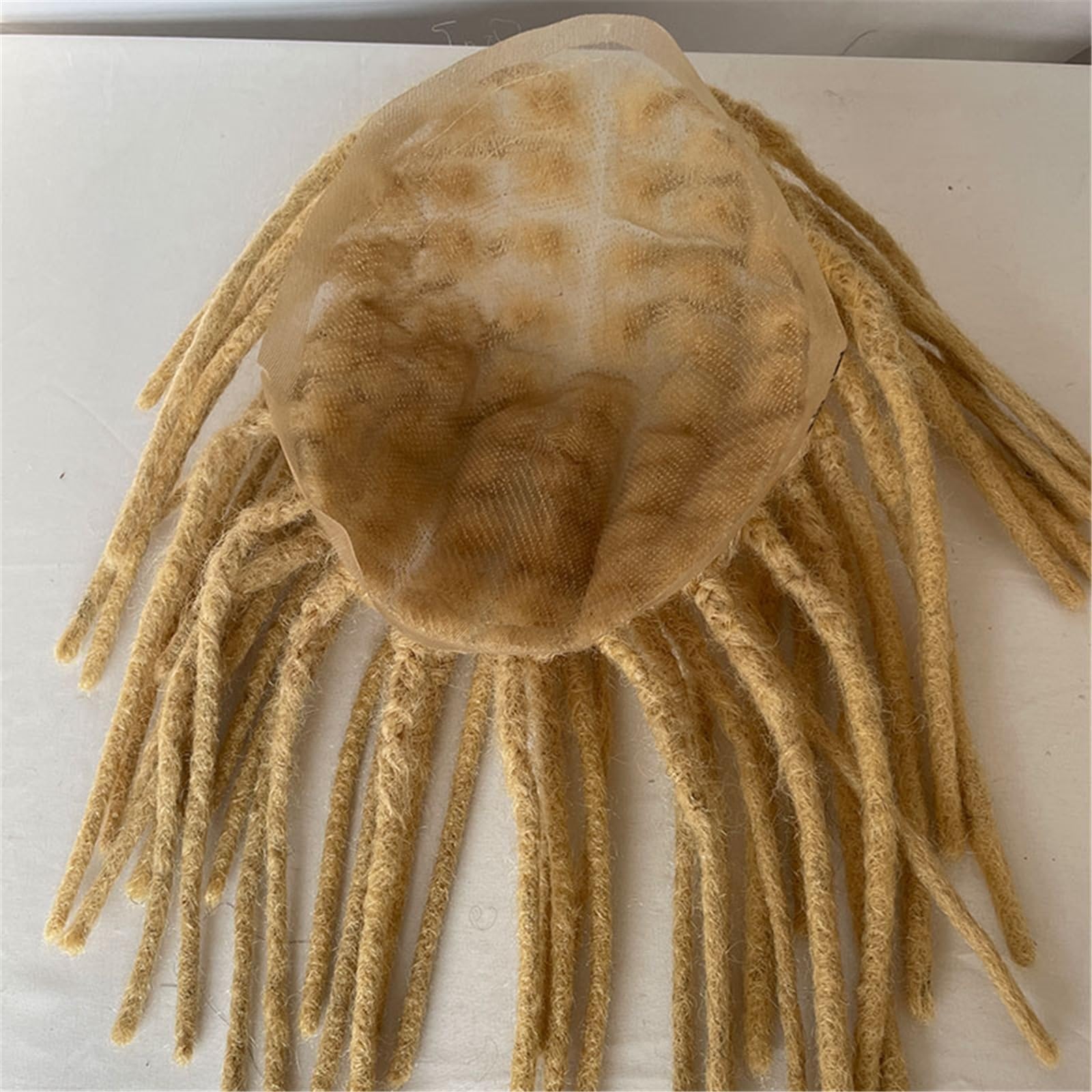 Peruka do włosów dla mężczyzn Pełna koronkowa podstawa Afro Przedłużenia dredów Tupecik dla mężczyzn i kobiet Loc 0,6 cm Ludzkie włosy System włosów dla mężczyzn(1B,12 inch)