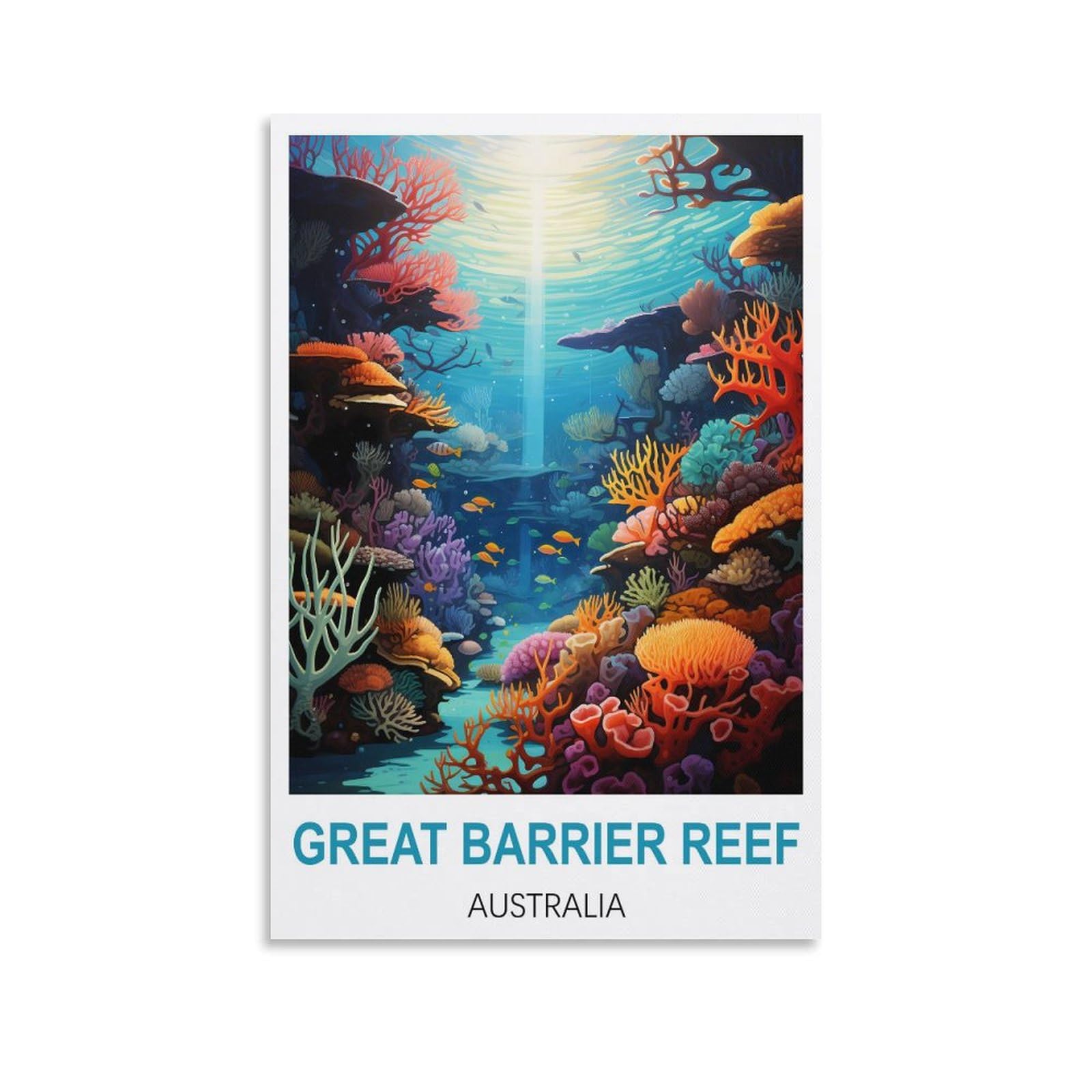 HWJJUII Great Barrier Reef Australia Vintage Travel Poster 12x18inch(30x45cm) Canvas Wall Posters And Art Picture Print Modern Family Bedroom Decor Posters