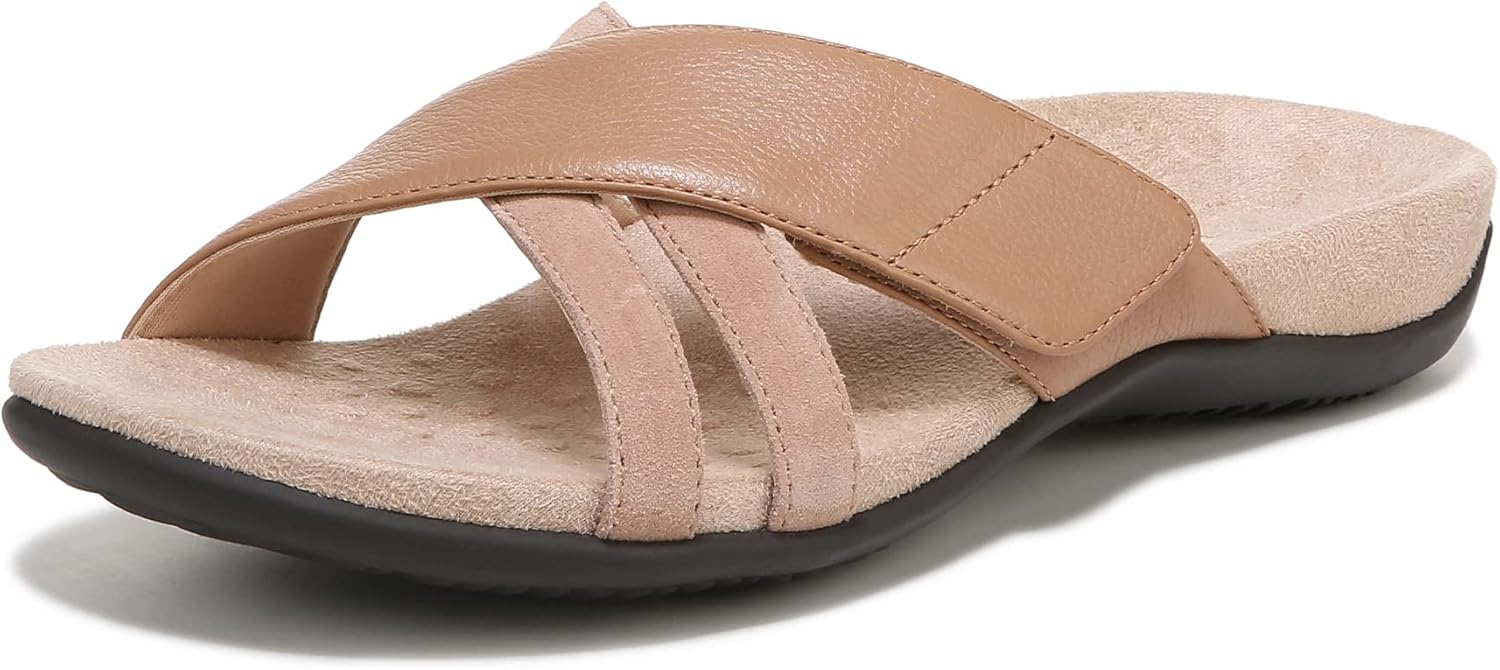 Vionic Women's Rest Zarie Slide Sandals- Supportive Sandals and Indoor/Outdoor Slip Ons That Includes an Orthotic Insole and Cushioned Outsole for Arch Support, Macaroon 10 Wide