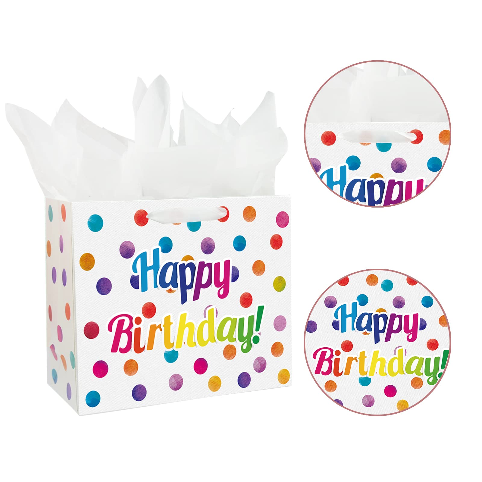 Happy Birthday Geschenktüte Groß – 33 Cm Mit Seidenpapier & Grußkarte – Ballonmuster Für Geburtstagsgeschenke
