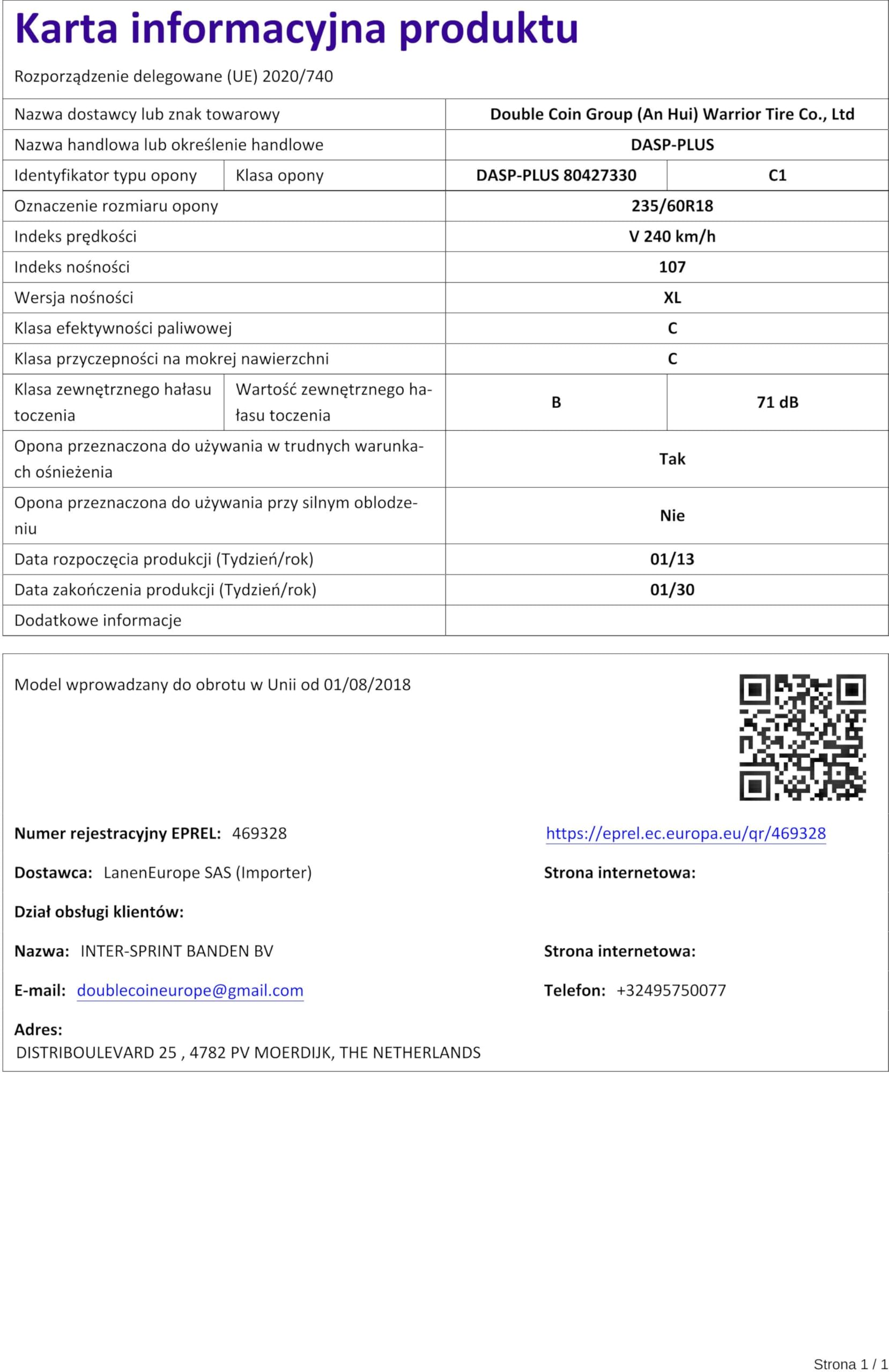 DOUBLE COIN 235/60 R18 107V 4 Stagioni XL Fuoristrada Compatibilità con VW Touareg 7LA, 7L6, 7L7, MERCEDES-BENZ GLK X204 GLC X253 GLC Coupé C253 GLE W167, AUDI Q5 8RB