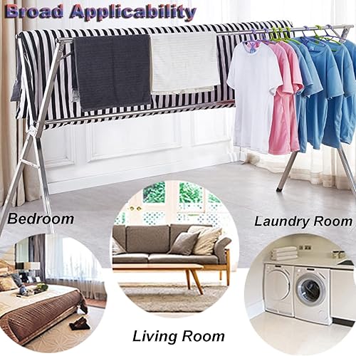 Miniatura 6 de ZARBAILRE Tendedero de ropa para exteriores plegable en forma de X tendedero de ropa interior para ropa lencería toallas ropa de cama apartamento de