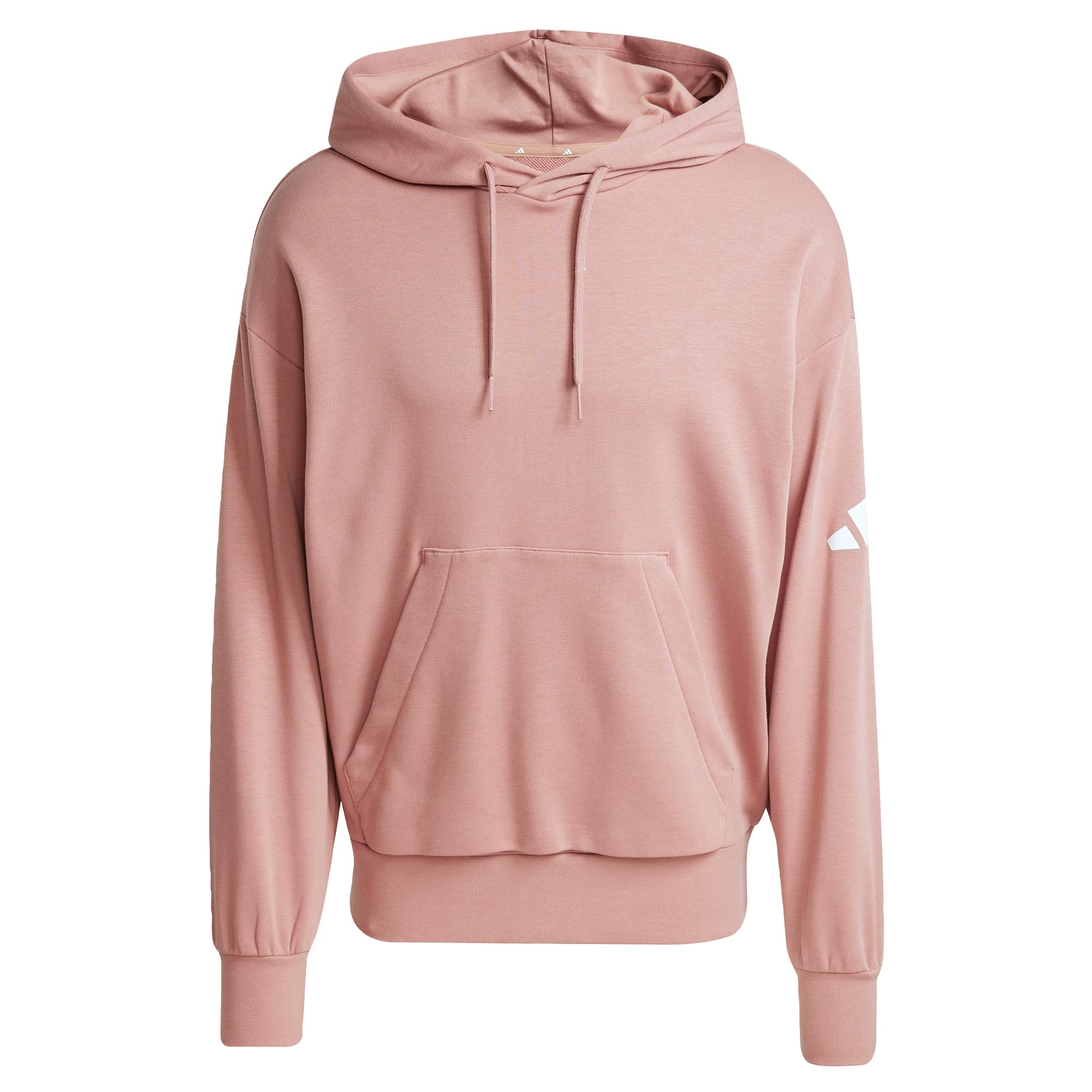 adidas Men's ESSENTIALS LOSE FIT THREE BAR TERRY HOODIE, Warm Clay/White, XS