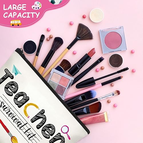 Miniatura 4 de Buryeah 6 piezas de regalos de agradecimiento para profesores, bolsas de maquillaje cosmético, bolsa de aseo con cremallera para viajes, vacaciones