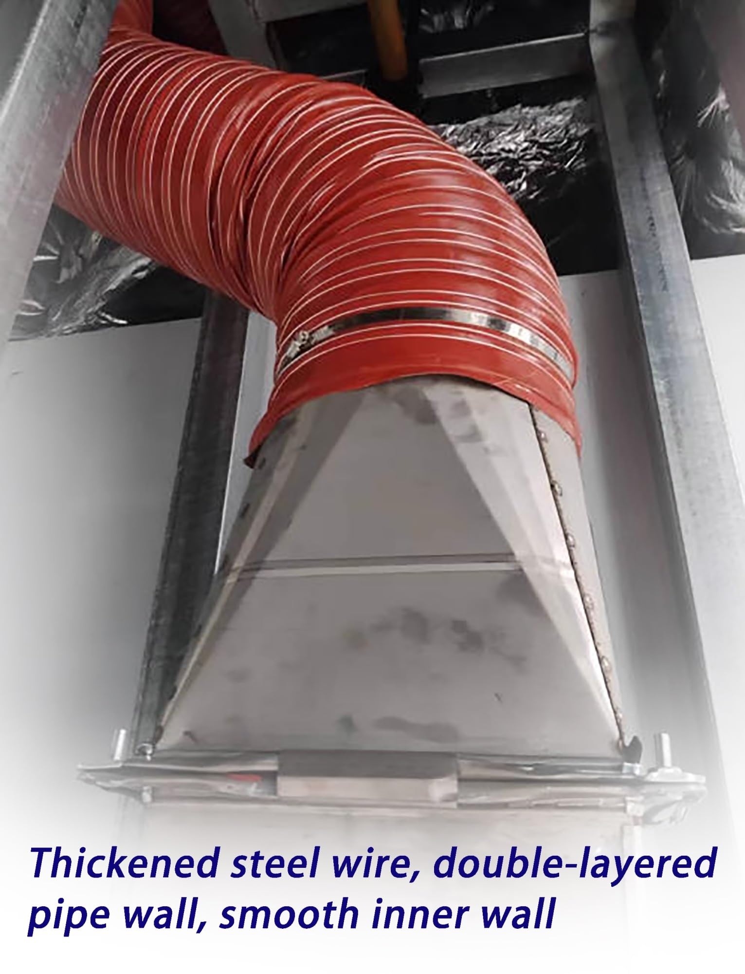 Roter, hitzebeständiger, Flexibler Lüftungsschlauch, Industrie-Rauchabsaugschlauch (250 cm, Innendurchmesser 10,2 cm).