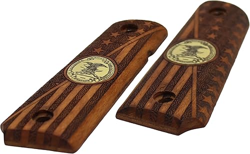 Miniatura 9 de URAY 1911 Medallón NRA de tamaño completo y empuñaduras de pistola de bandera