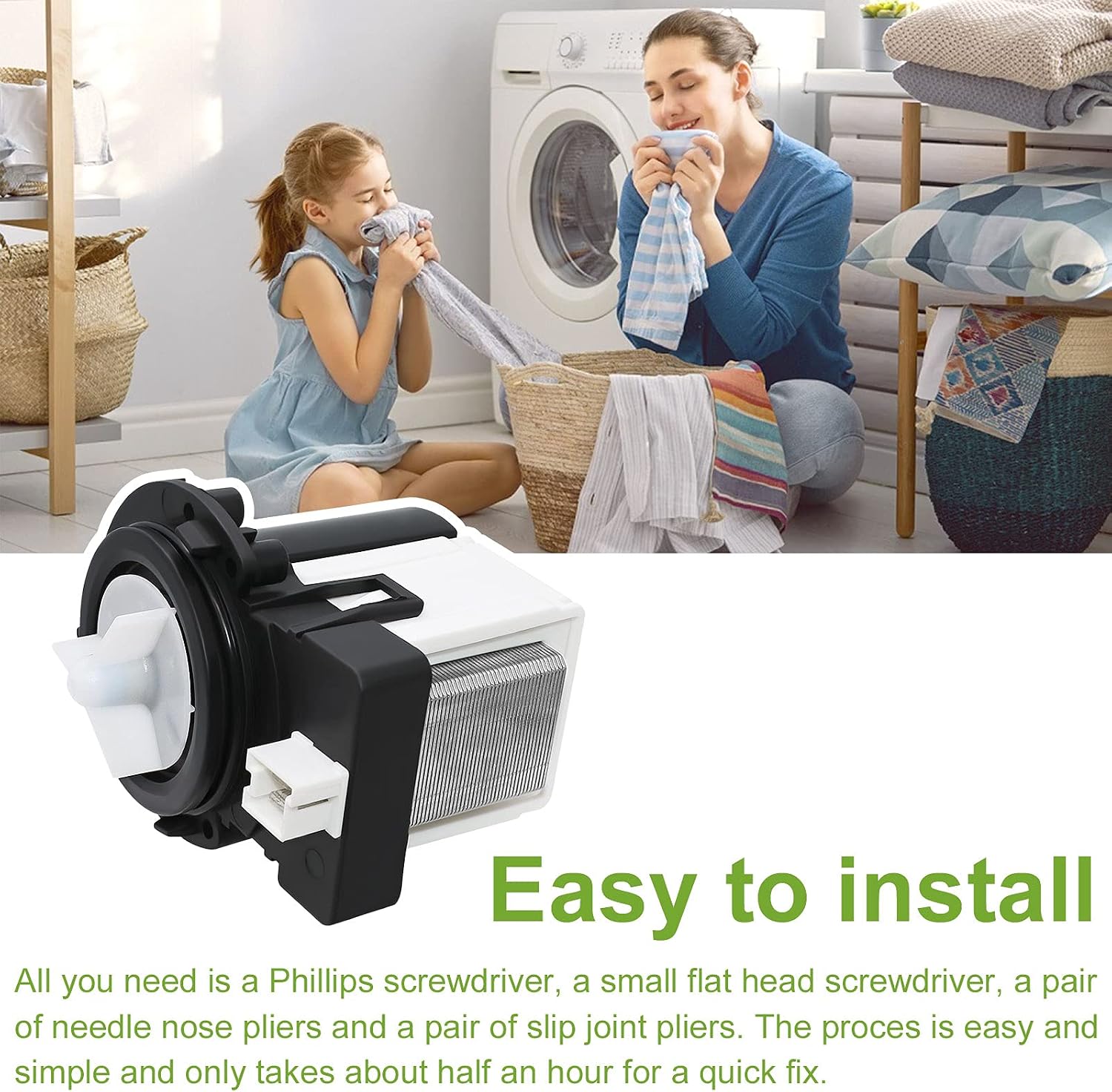 DC31-00054a OEM Washer Drain Pump Motor compatible for Sam-sung Washers Replaces DC31-00016A 1534541 AP4202690 PS4204638