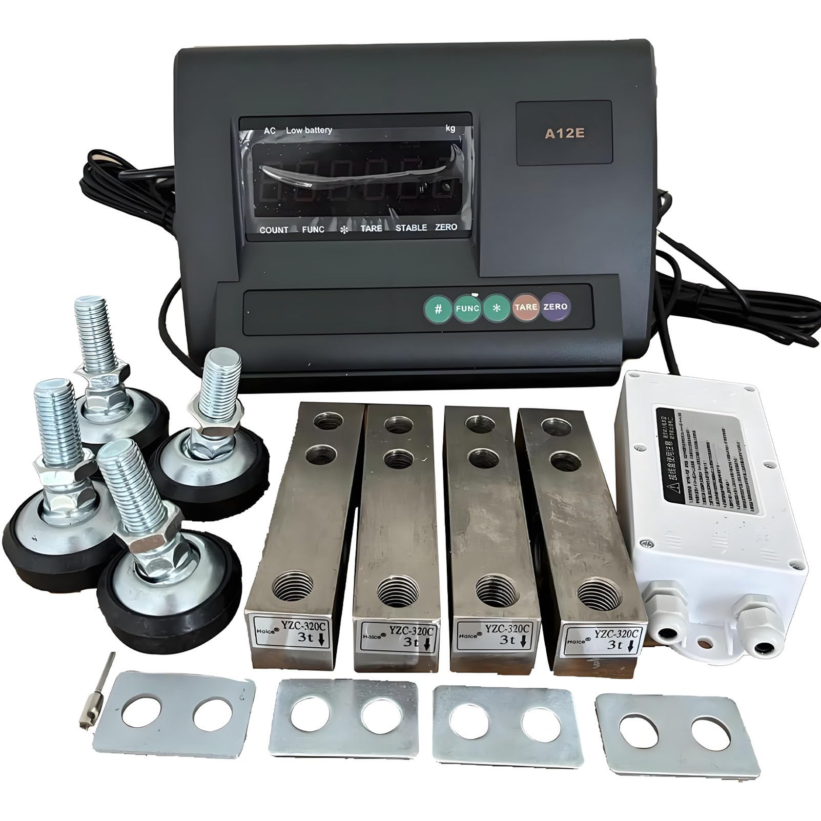 Caibendss Livestock Scale Kit with High Precision Indicator for Cattle, Pigs, Goats and Sheep, Bridge Scale Indicator with 4 Load Cells and Connection Box 5000kg