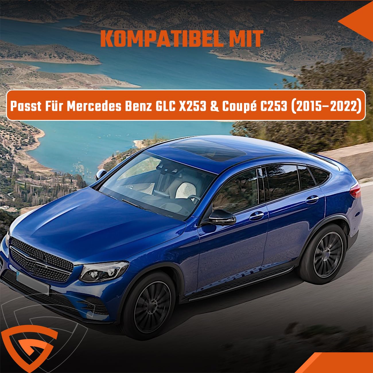 Trittbretter Seitenbrett Set Kompatibel mit Mercedes Benz GLC X253 C253 2015-2022, Belastbar bis 360KG, Seitenschweller mit Halterung, Aluminium Schweller, rutschfest, robust, Links & Rechts