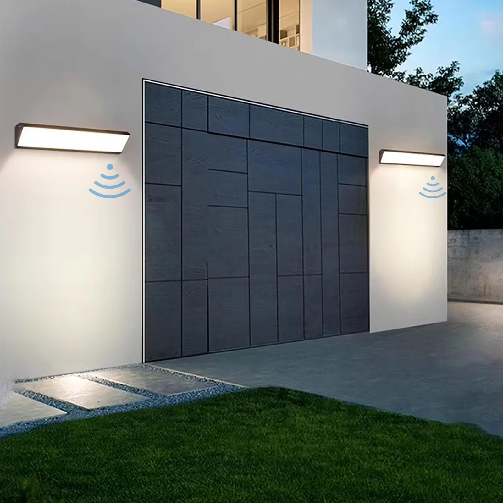 LED Applique da Parete Esterno/Interno Lampada da Parete Esterna con Sensore Movimento IP65 Impermeabile Nero Lunga Plafoniera da Esterno Luce da Parete Per Villa Terrazzo (Luce Neutra,40cm)