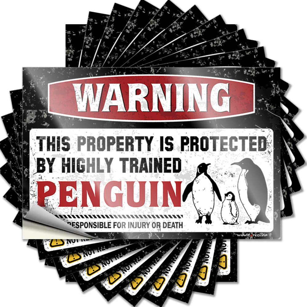 Love Decor Decals Durable Case | Warning This Property is Protected By A Highly Trained Penguin Coastal Self Adhesive Sticker for Darts DIY(12X18CM)