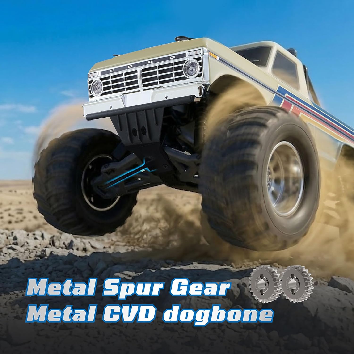 BEEZRC FMS RC Rruck 1/10 Ford F-100 Brushless Officially Licensed, Monster Truck, 2WD High Speed Off-Road,RC Rock Crawler,Hobby Grade Remote Control Car for Adults RS no Battery (Blue)