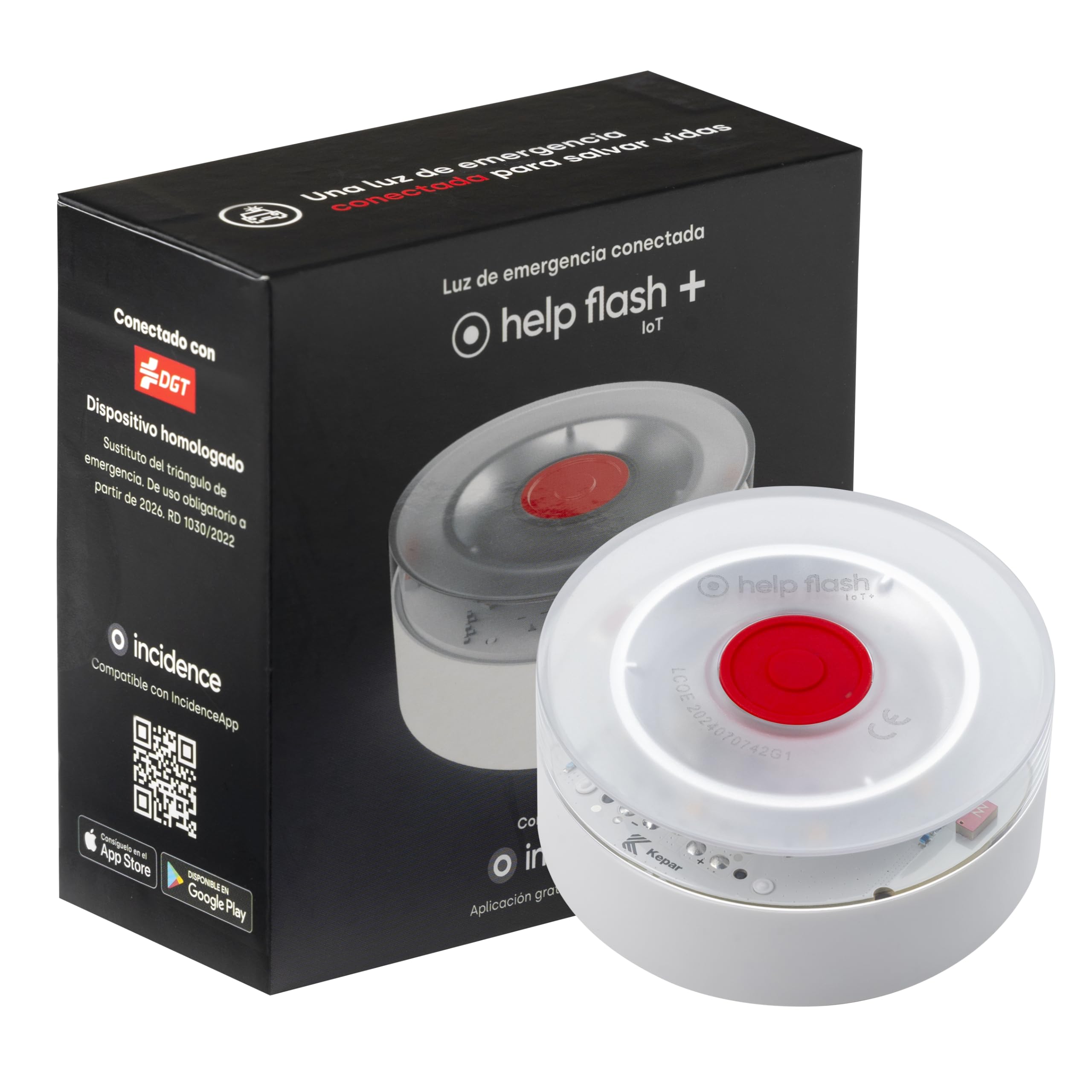 help flash IoT +, Emergency Light V16 with Geolocation and more than 250 power candles, Required from 2026, Connected with DGT 3.0, V-16 Signal for Cars, data plan included