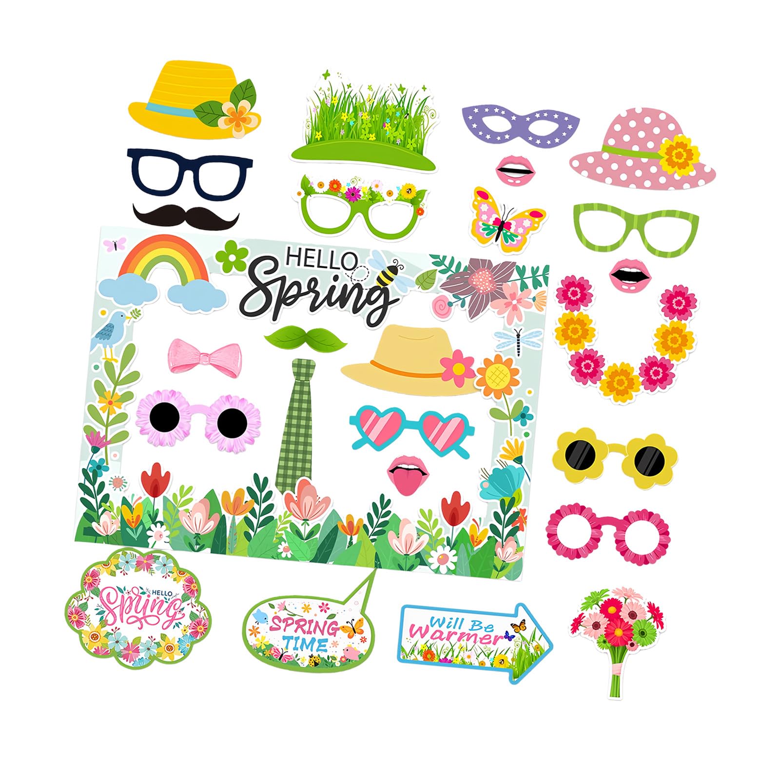 Handheld Party Props for Spring Celebration Photo Booth Decorations Cardstock Easyly Assembly Holiday Cardstock