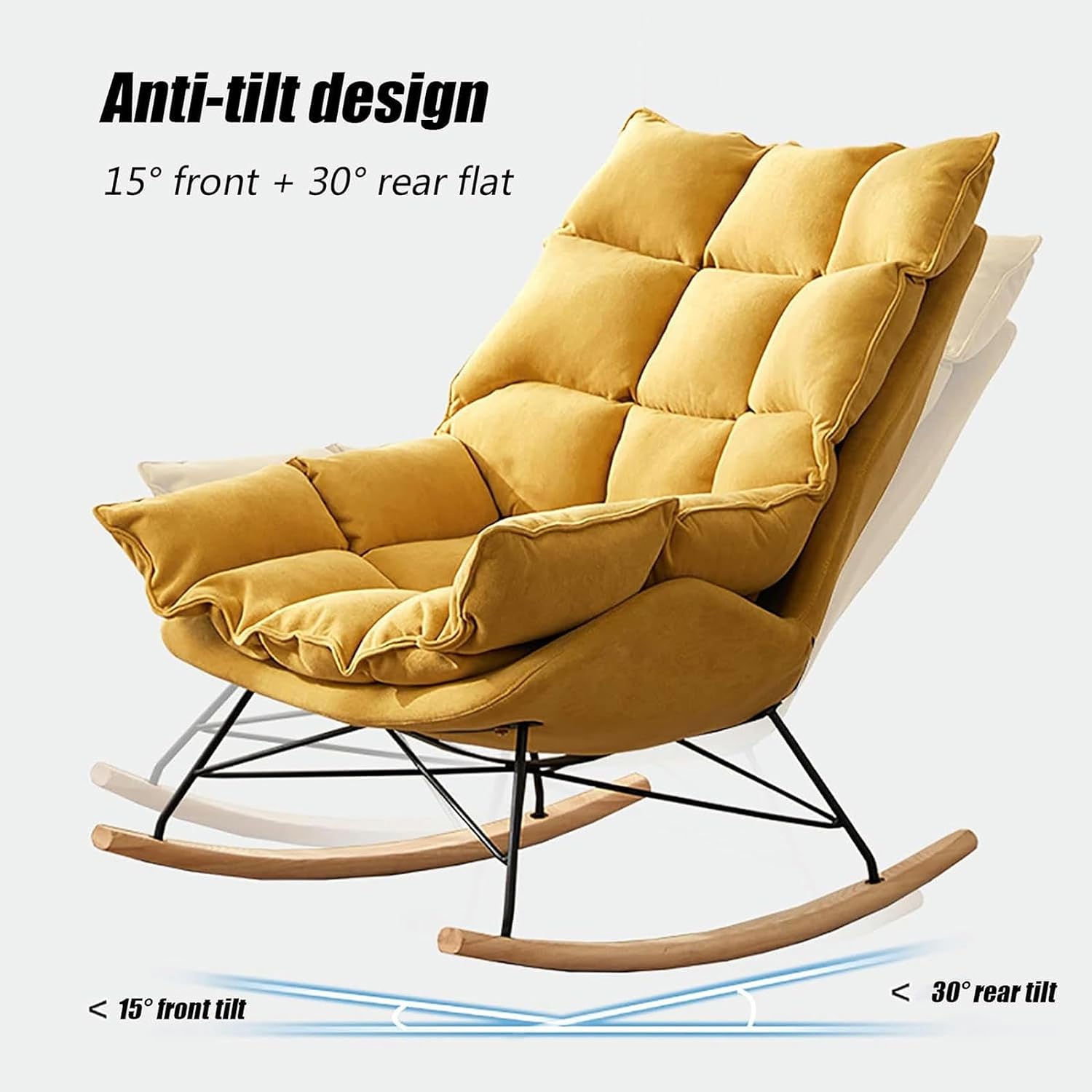 Rocking Nursing Chairs with Stool -Multifunctional Rocking Chair Modern Recliner Relaxing Chair Armchair Padded Seat Leisure Relax Chair for Living Room Bedroom Office Nursery,Coffee