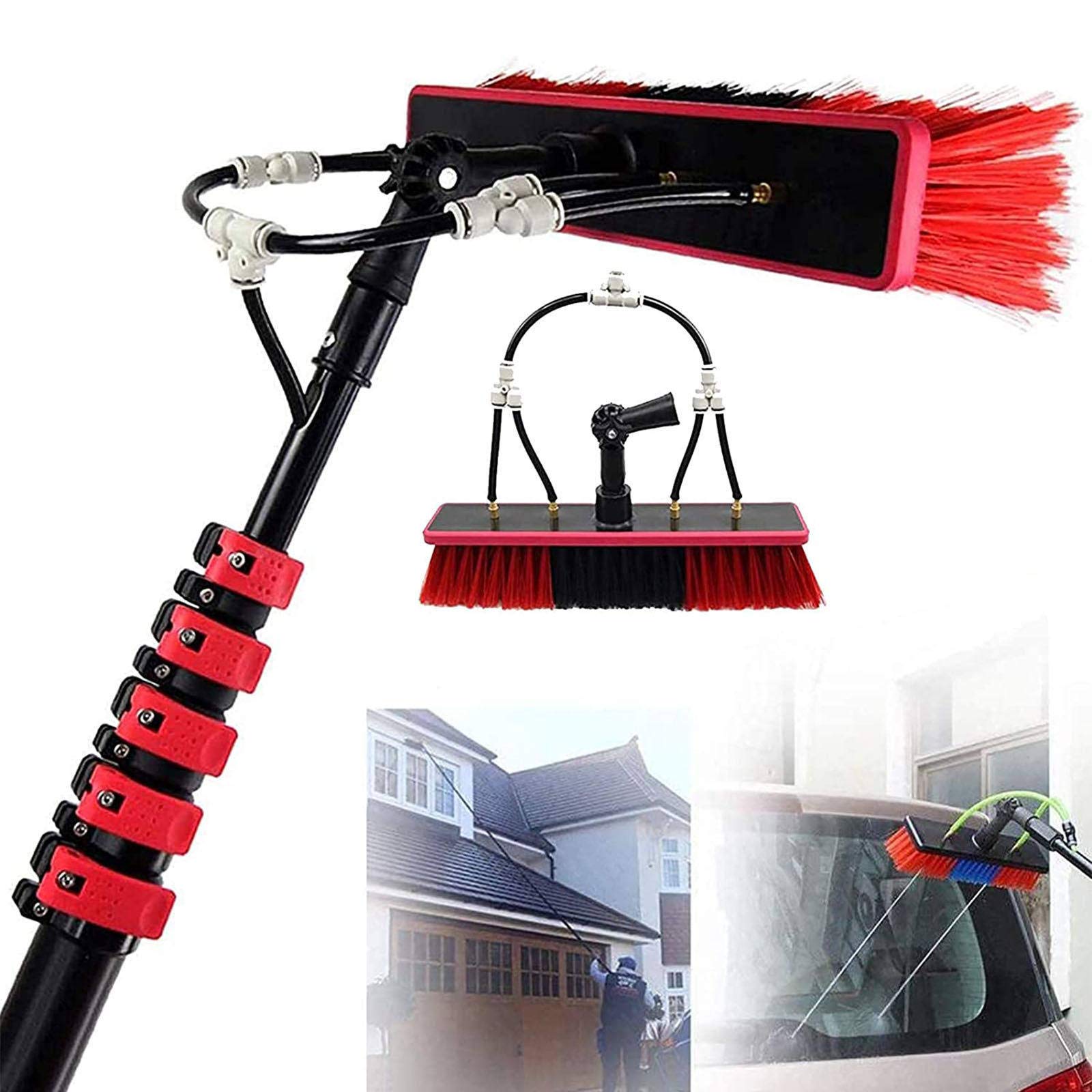 GYEQXKT Adjustable Telescopic Pole 3.6m to 11m with Integrated Brush for Window Cleaning - Ideal for Roofs, Verandas, Solar Panels, and Hard-to-Reach Areas