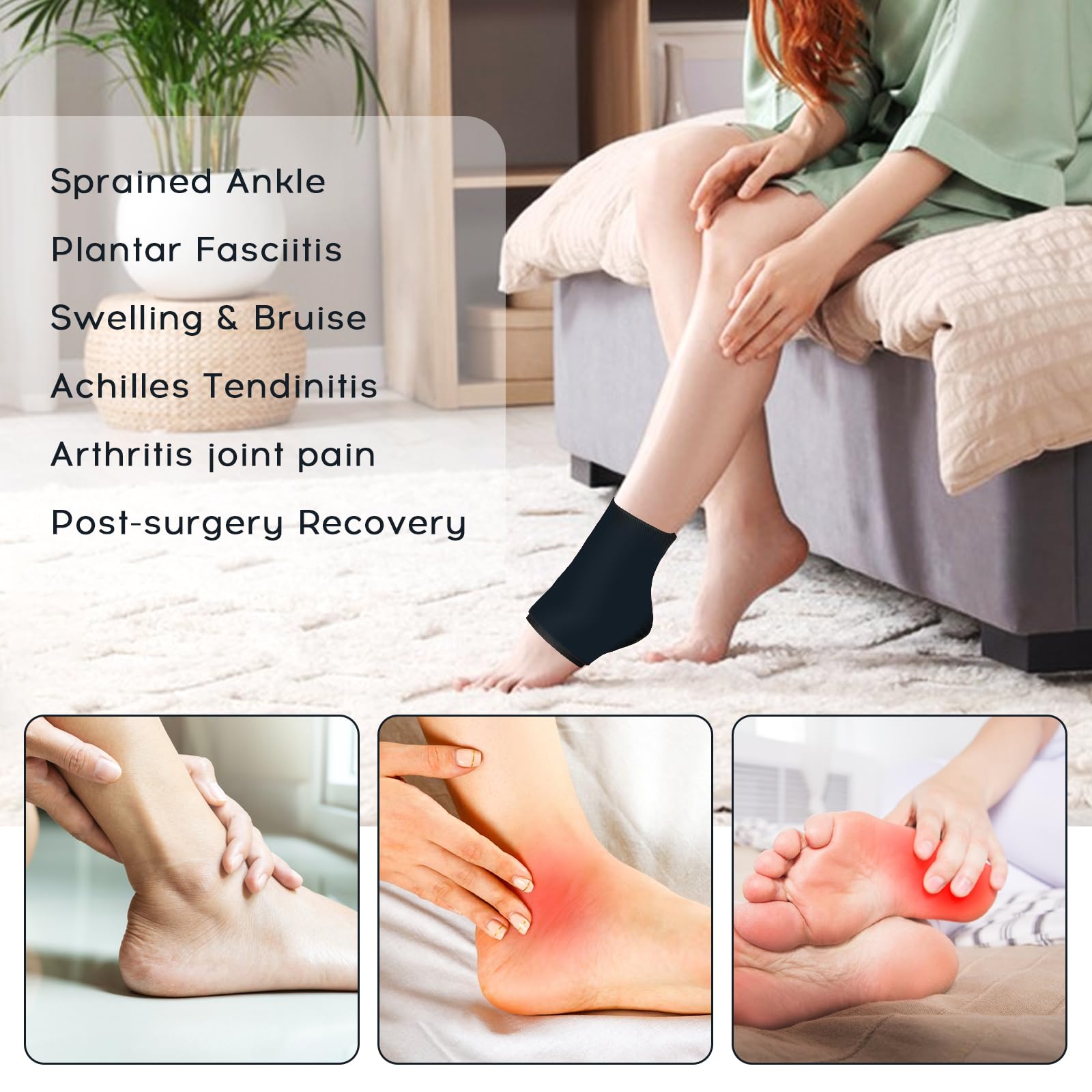 XTDMJ Ankle Ice Pack for Injuries Reusable Gel Cold Compress Pack and Hot Therapy for Achilles Tendon Flexible Foot Ice Pack for Achilles Tendonitis Plantar Fasciitis - Image 2