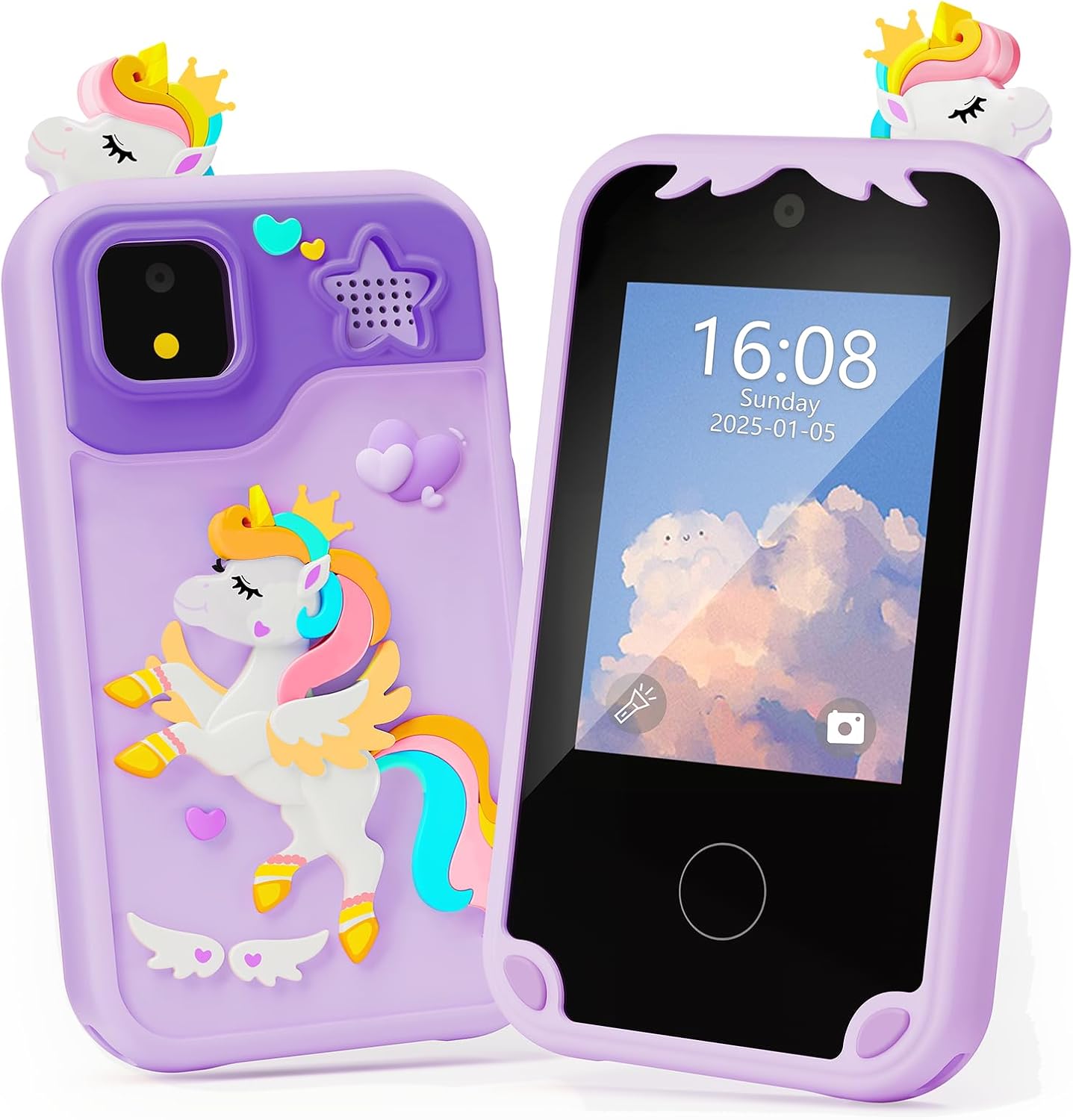 Kids Phone Toy with Camera and Education Apps (Purple) - Windpaint