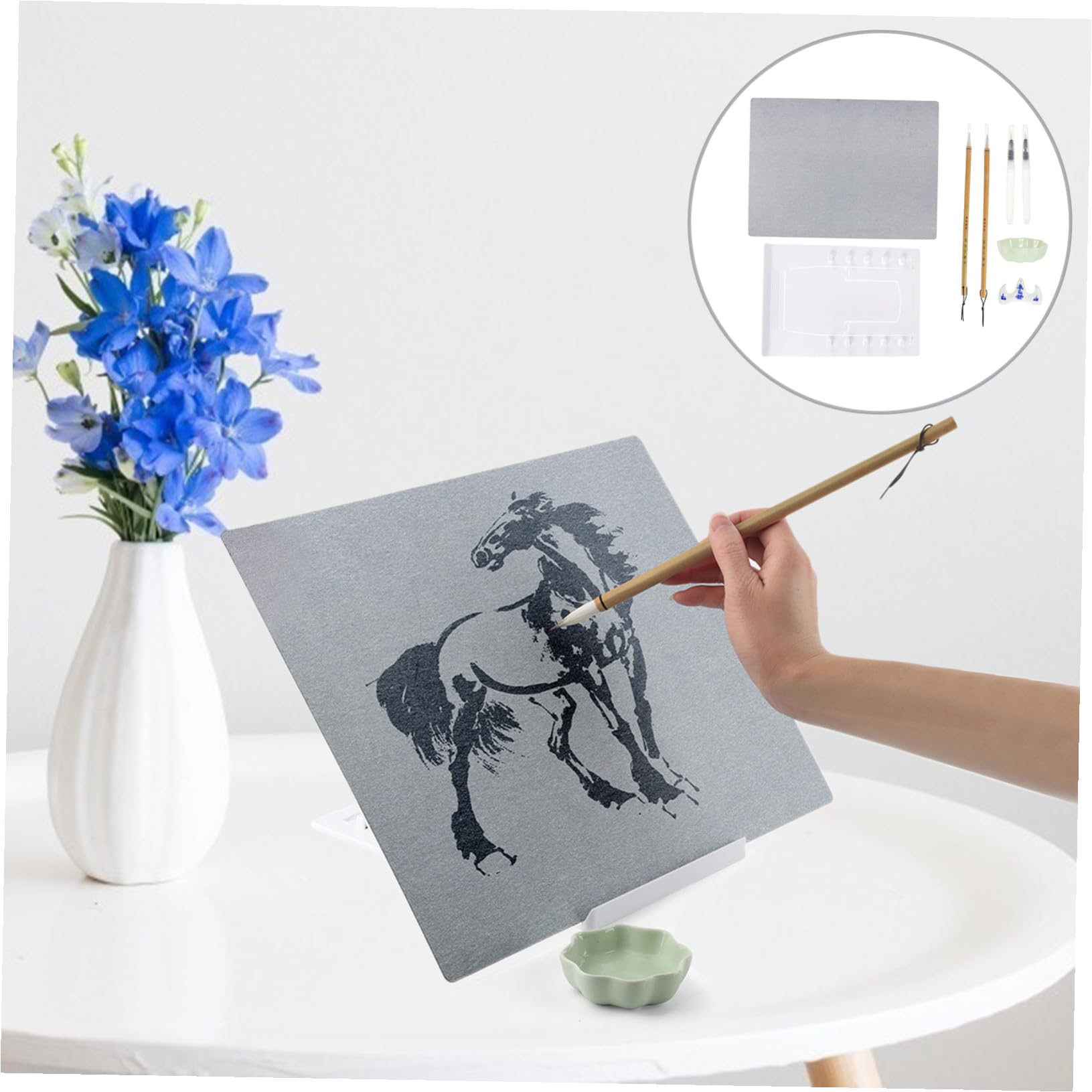 Juego de tablero de dibujo reutilizable con accesorios, kit de pintura de acuarela portátil suave fácil de limpiar para niños, diseño de color aleatorio