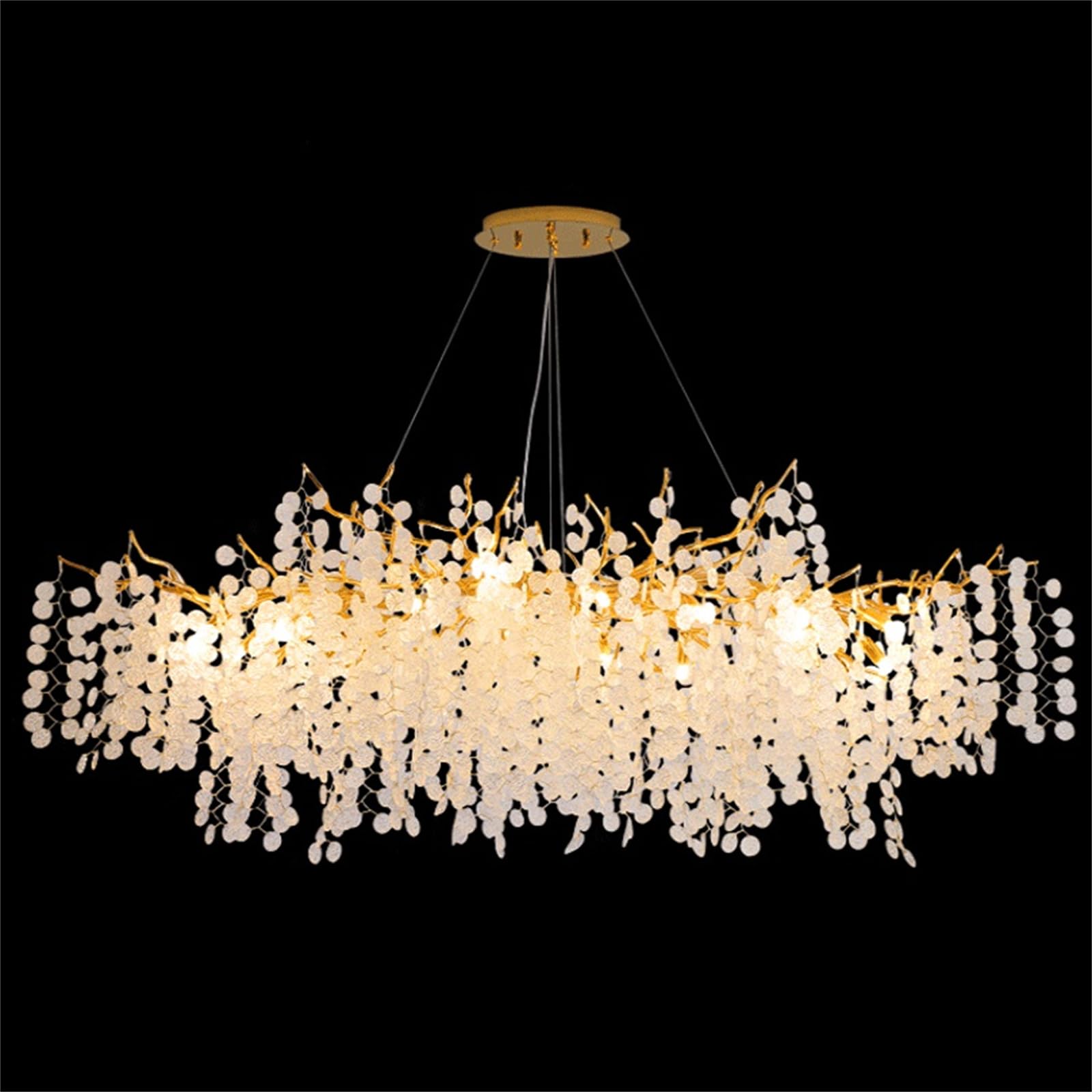 KXEcoLife L120cm Modern Crystal Chandeliers,13-Light Rectangle Tree Branch Chandelier Hanging Pendant Light Fixtures, Art Deco Chandeliers for Dining Room,Living Room