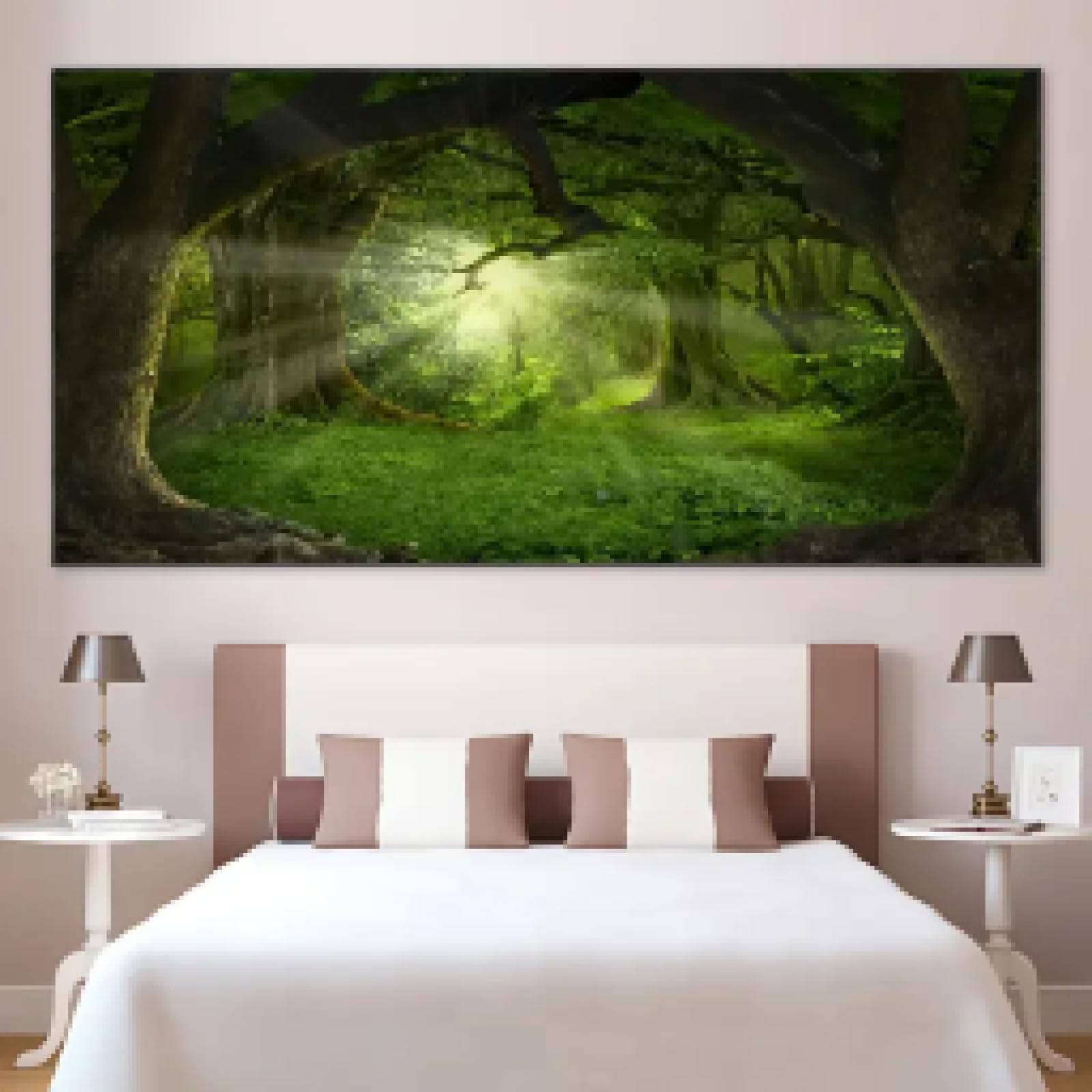 Impression sur toile forêt décoration murale salon pour agrandir l'espace