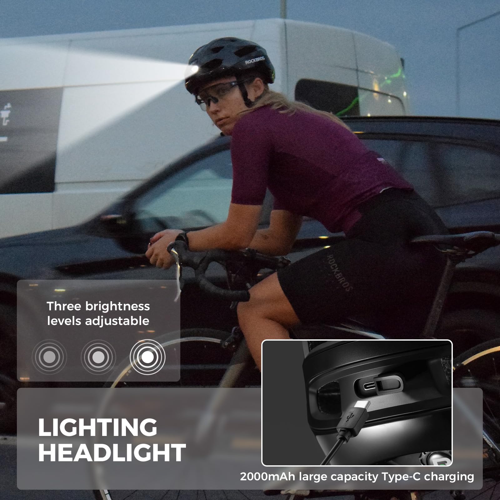 ROCKBROS Casco da Bicicletta con Luce LED Anteriori e Posteriori Uomo Donna | con Telecomando, Indicatori di Direzione Intelligenti, Casco Ciclismo per Bici da Corsa MTB, Regolabile 58-60cm