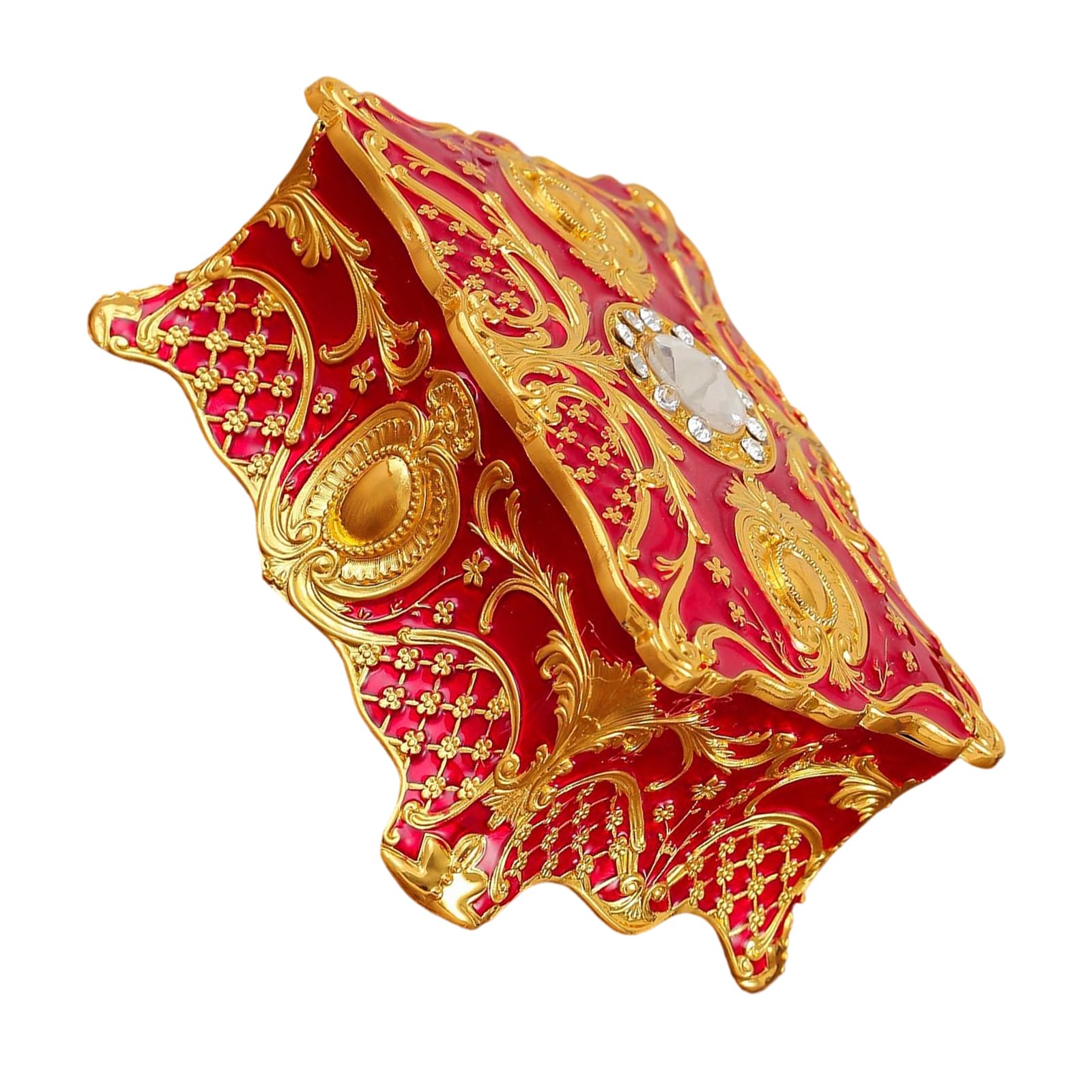 ZBIianxer Stylish Enameled Flower Shape Storage Box with Diamonds Detail for Jewelry Organization Old Jewelry Storage