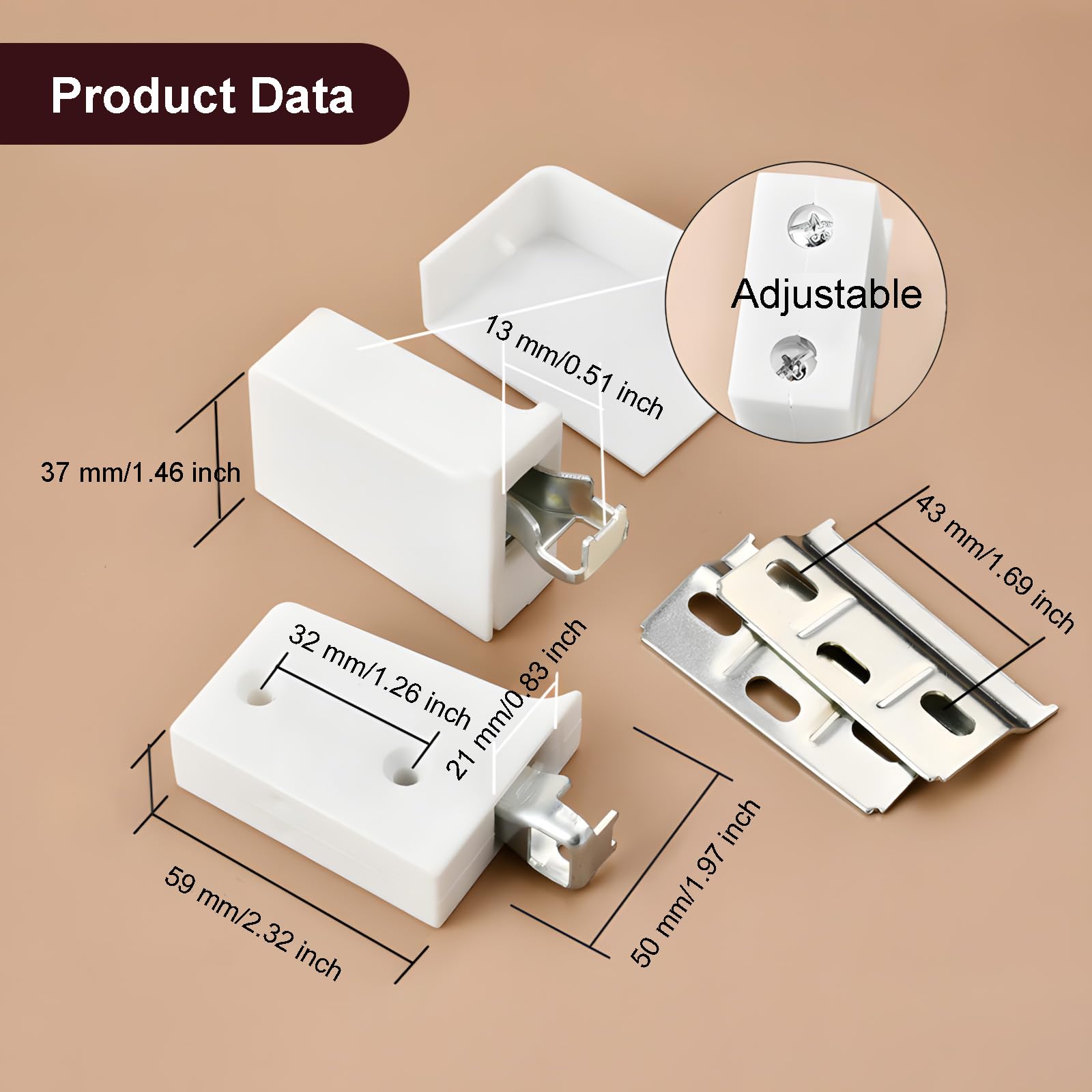 JVHLOV Cabinet Hanging Brackets + Wall Mounting Plates, Adjustable Steel Suspension Hooks for Kitchen Cupboards, 130kg Load Capacity, White x6 - Image 2