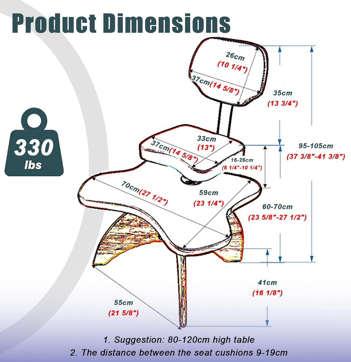 Kneeling Chair Meditation Chair with Back Support, Cged Wood Leg, Rocking Kneeling Chair Cross Stool for Yoga Computer Workers