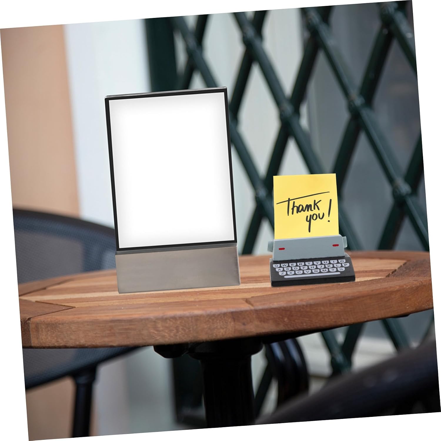 Typewriter Style Memo Holders 2pcs Wooden Desktop Message Clips image 5