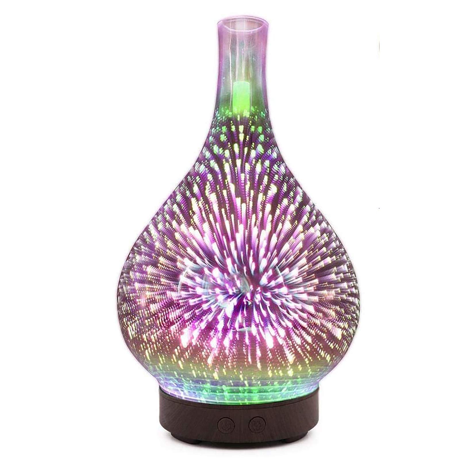 100Ml Essential Oils Diffuser, 3D Colorful Glass Vase Aromatherapy Machine, 7-Color Change Fragrance Home Aroma Nebulizer Diffuser
