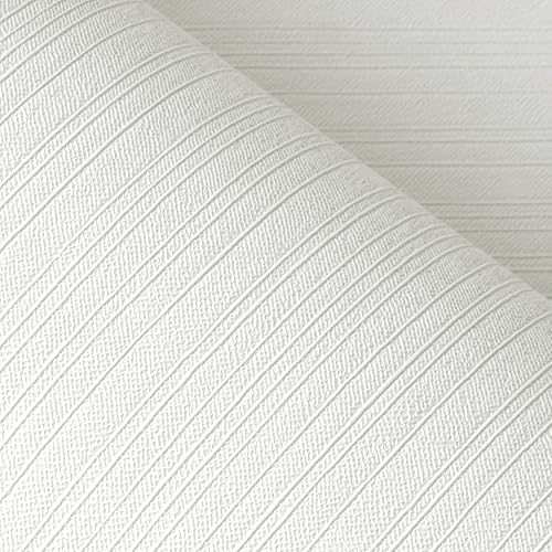 FunStick 16"x240" Modern Cream White Textured Wallpaper Peel and Stick Grasscloth Wallpaper Rolls Self Adhesive Vinyl Wall Paper for Bedroom Living Room Walls White Kitchen Cabinet Contact Paper Decor