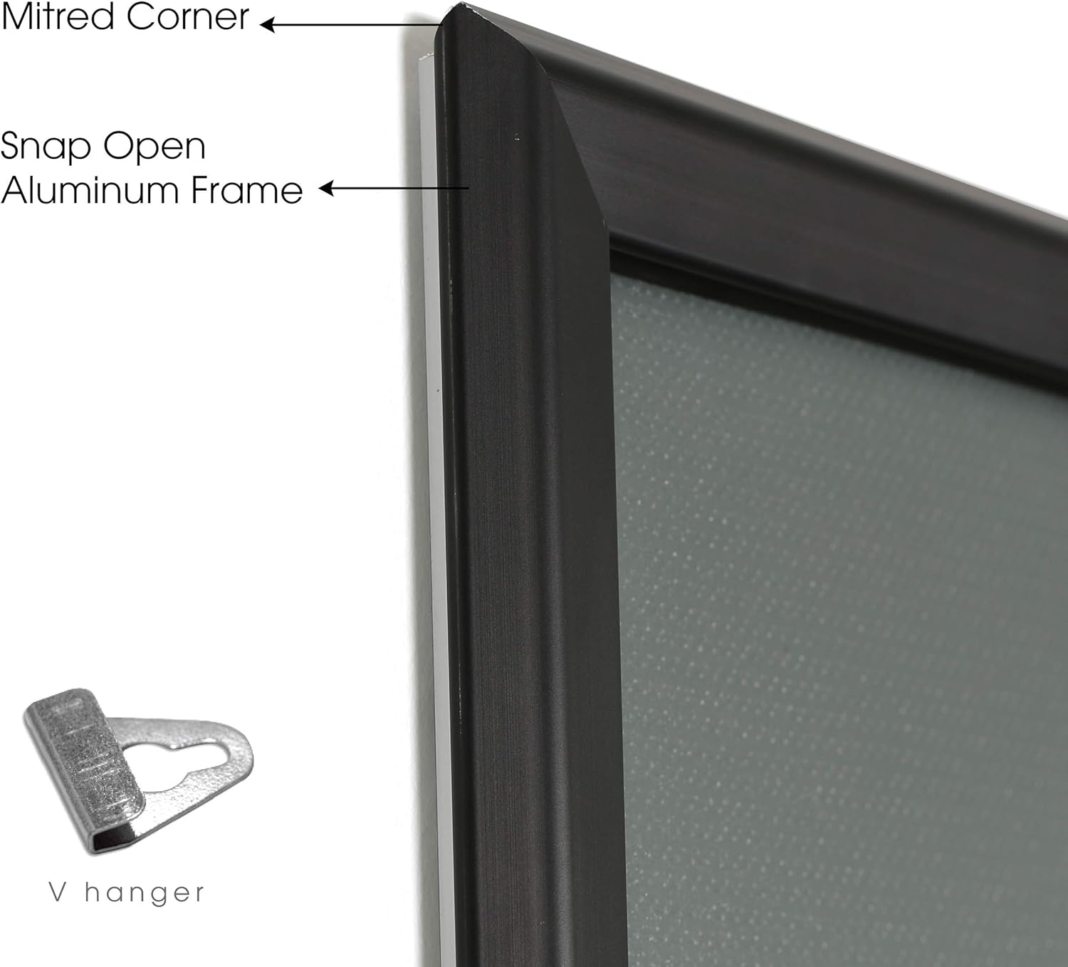 M&T Displays Snap Poster Frame Black 1.25" Aluminum Profile Front Loading Wall Mounting Photo Picture Document Certificate Sign Holder Mitered Corner Anti Glare Cover (Black, 24x36 in)