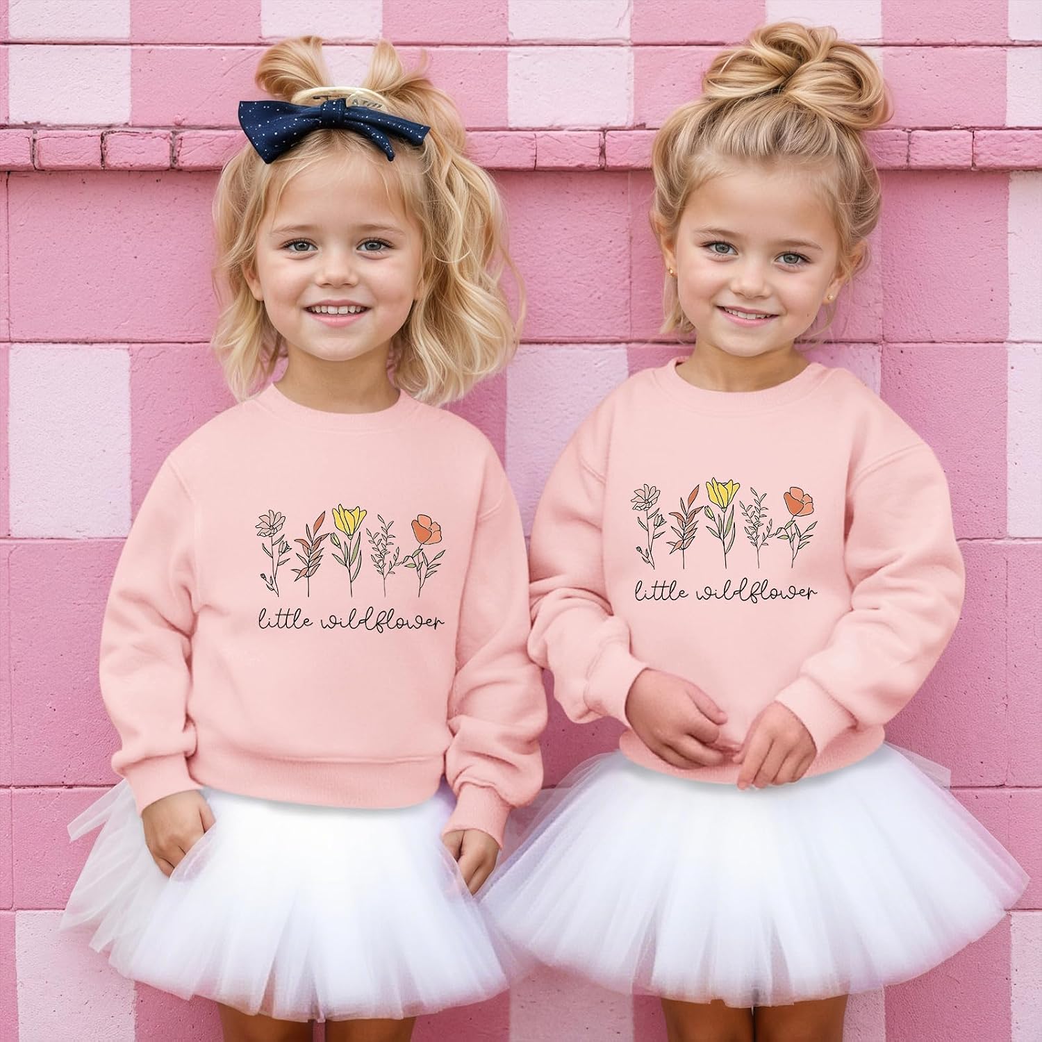 KEEVICI Cute Flower Preppy Sweatshirt for Girls Kawaii Floral Hoodie Graphic Sweatshirts Little Wildflower Letter Pullover
