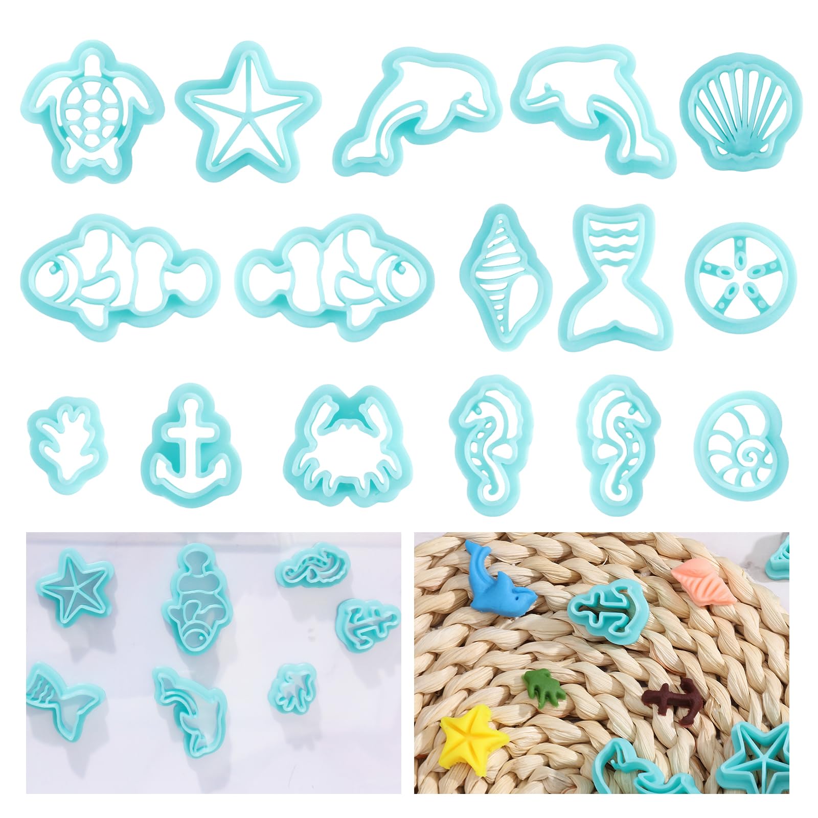ORIGACH 16 Pcs Ocean Animal Clay Cutters